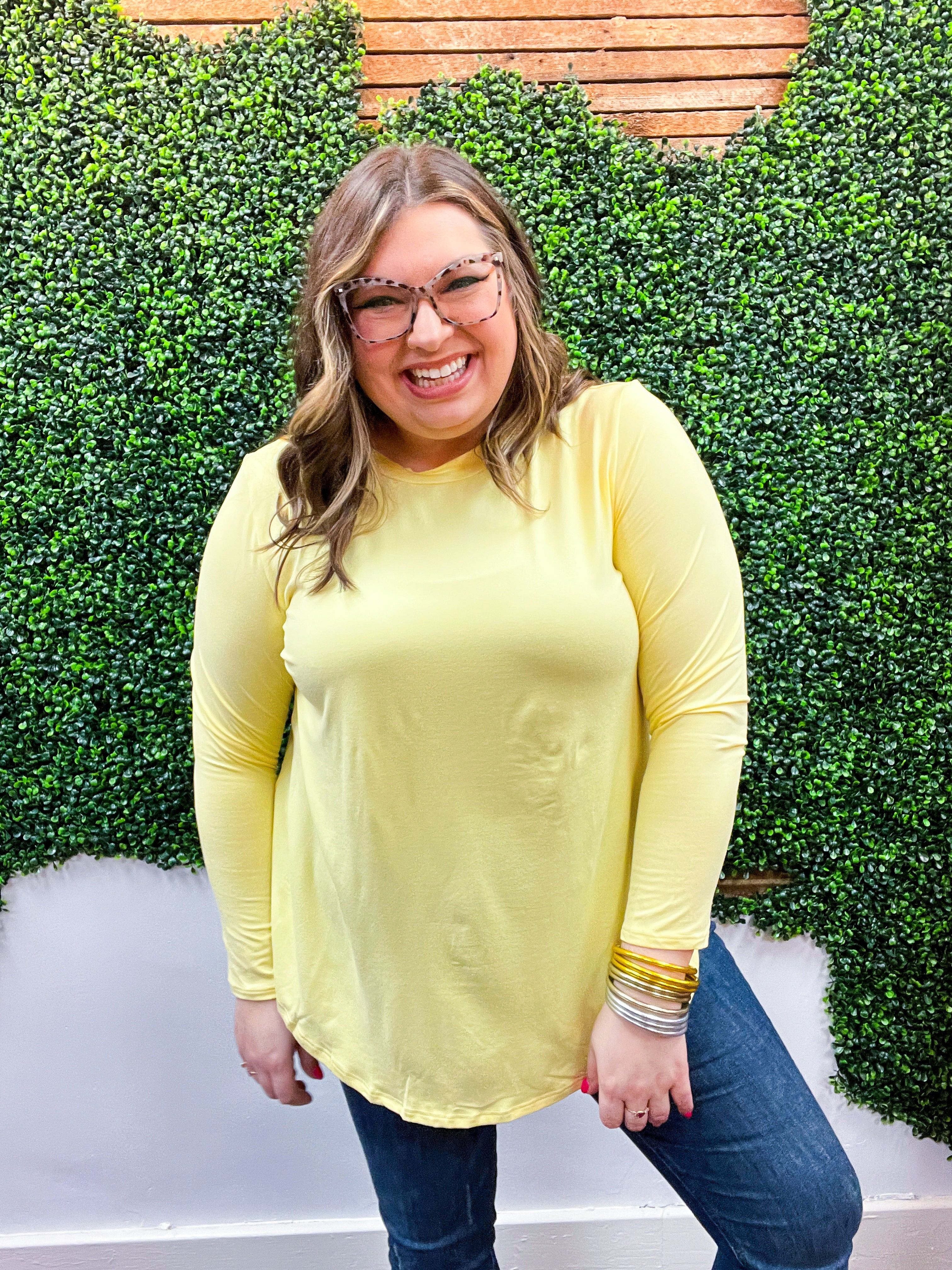 Essential Butter Soft Round Neck Long Sleeve Top - Banana *FINAL SALE*
