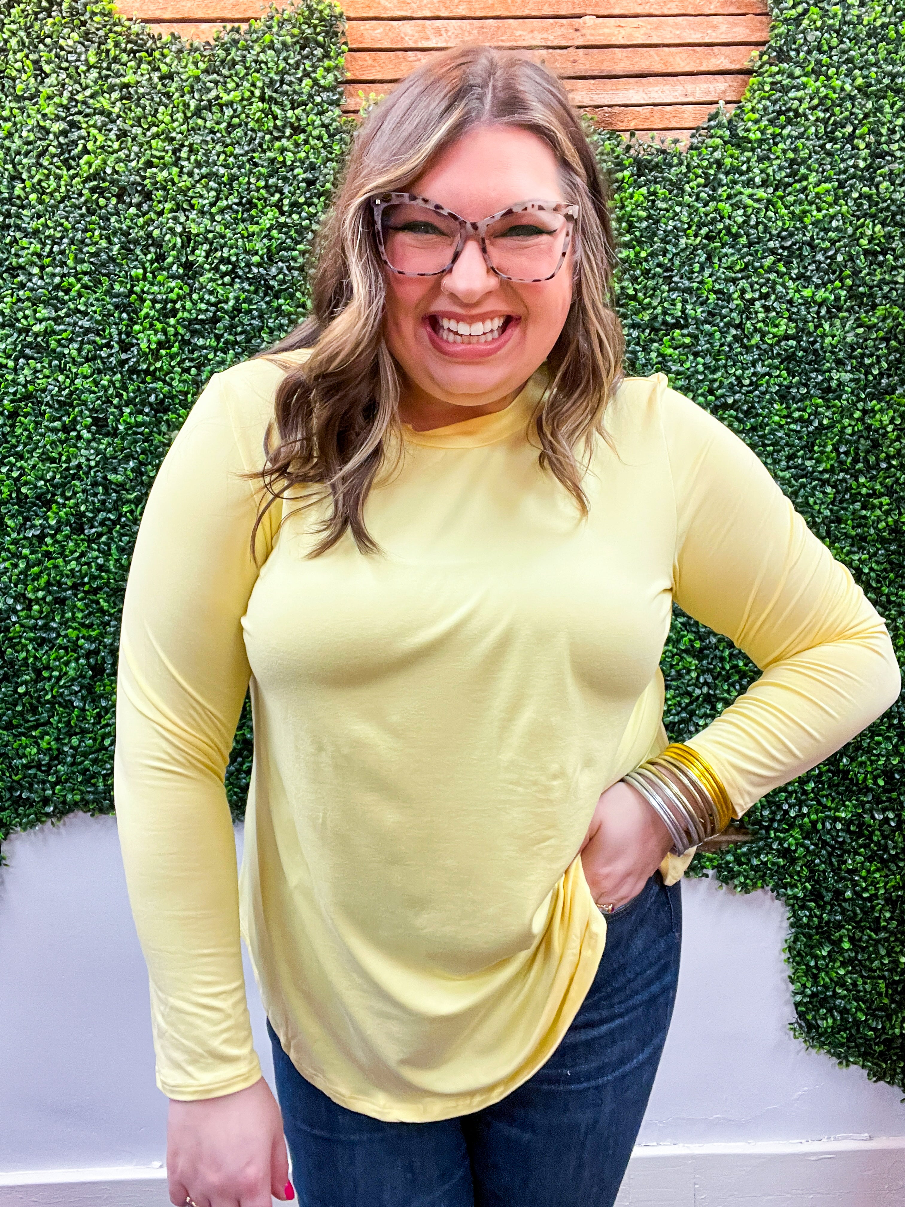 Essential Butter Soft Round Neck Long Sleeve Top - Banana *FINAL SALE*