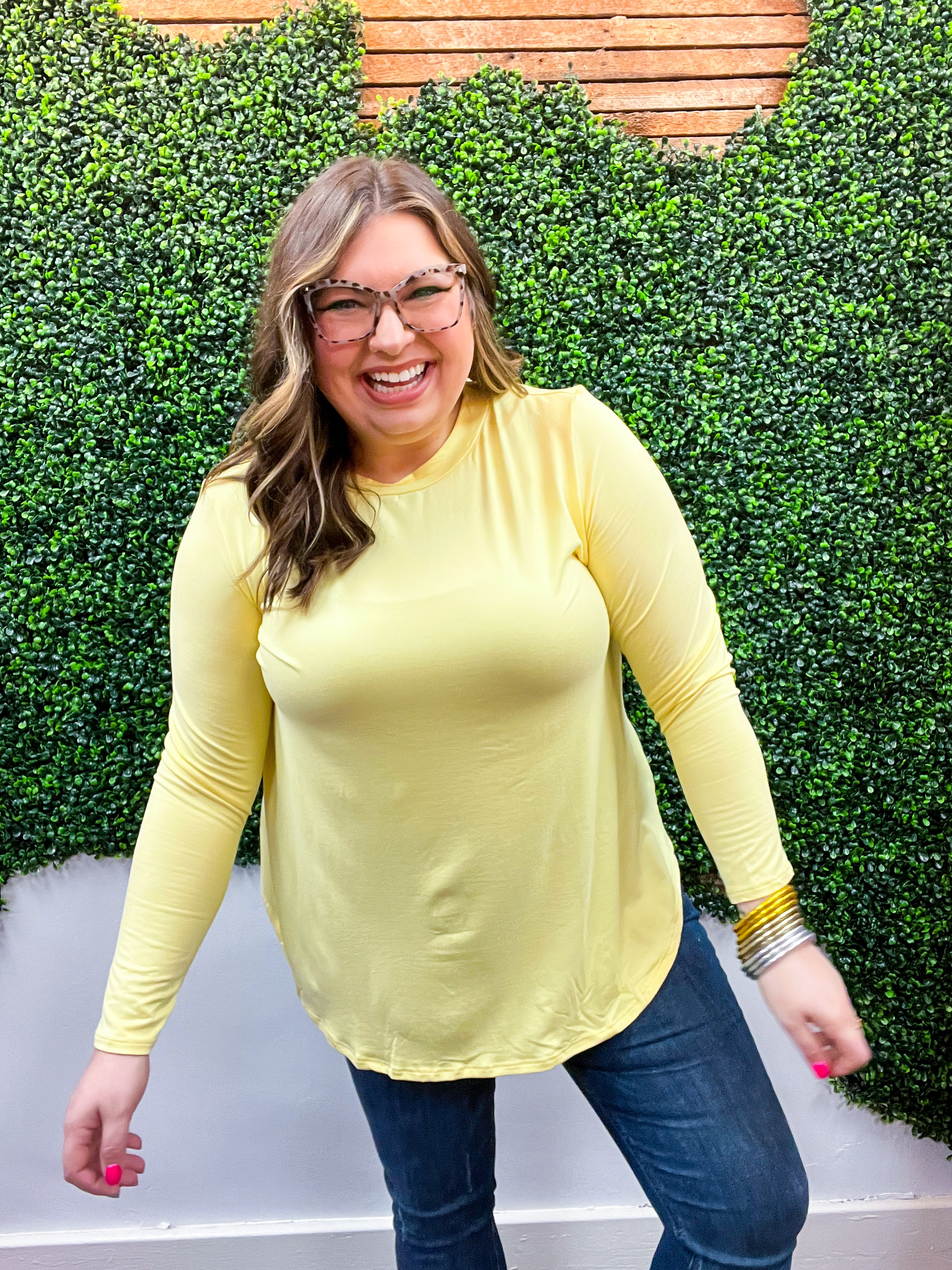 Essential Butter Soft Round Neck Long Sleeve Top - Banana *FINAL SALE*