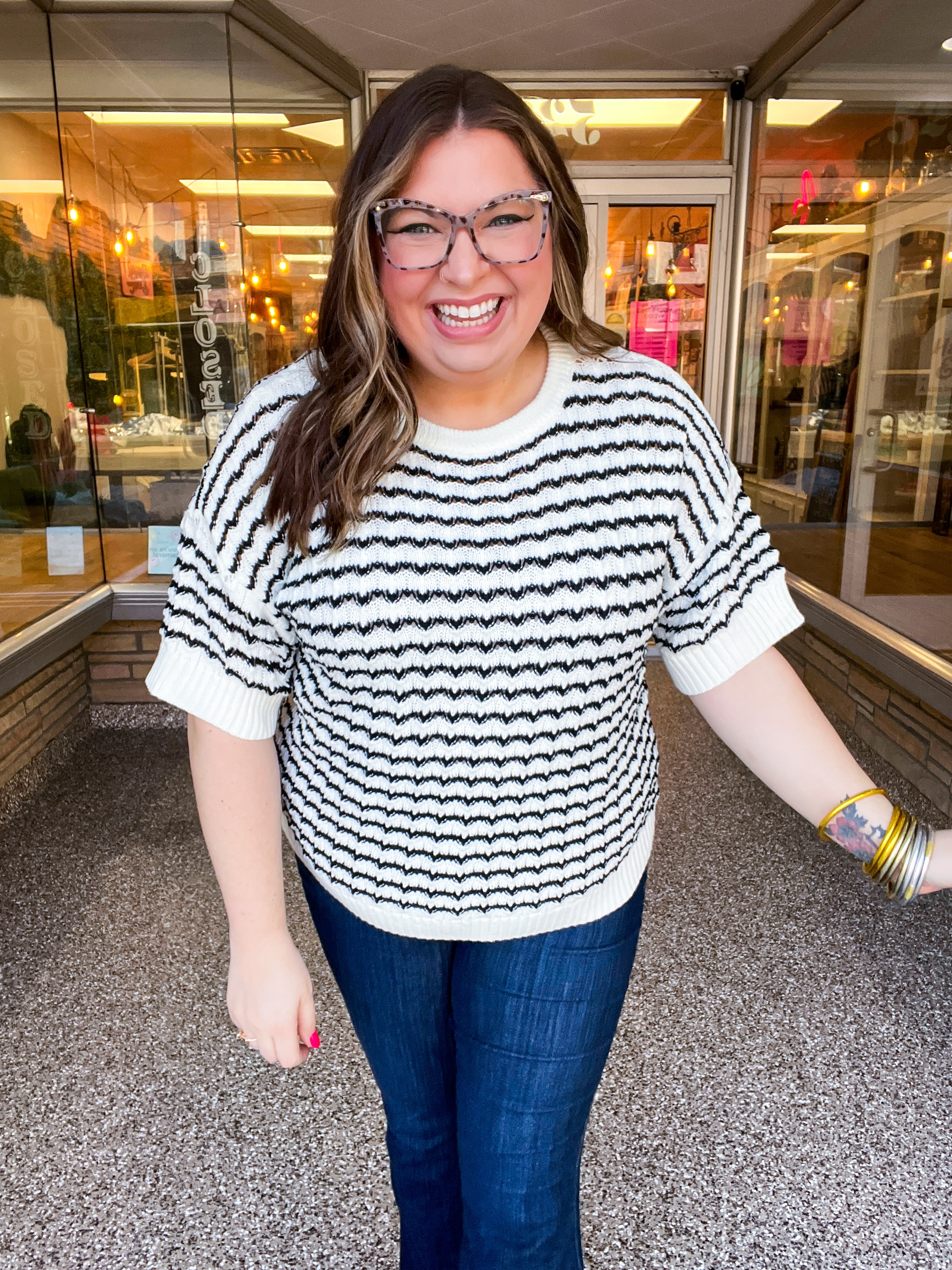Wavy Days Stripe Sweater Top
