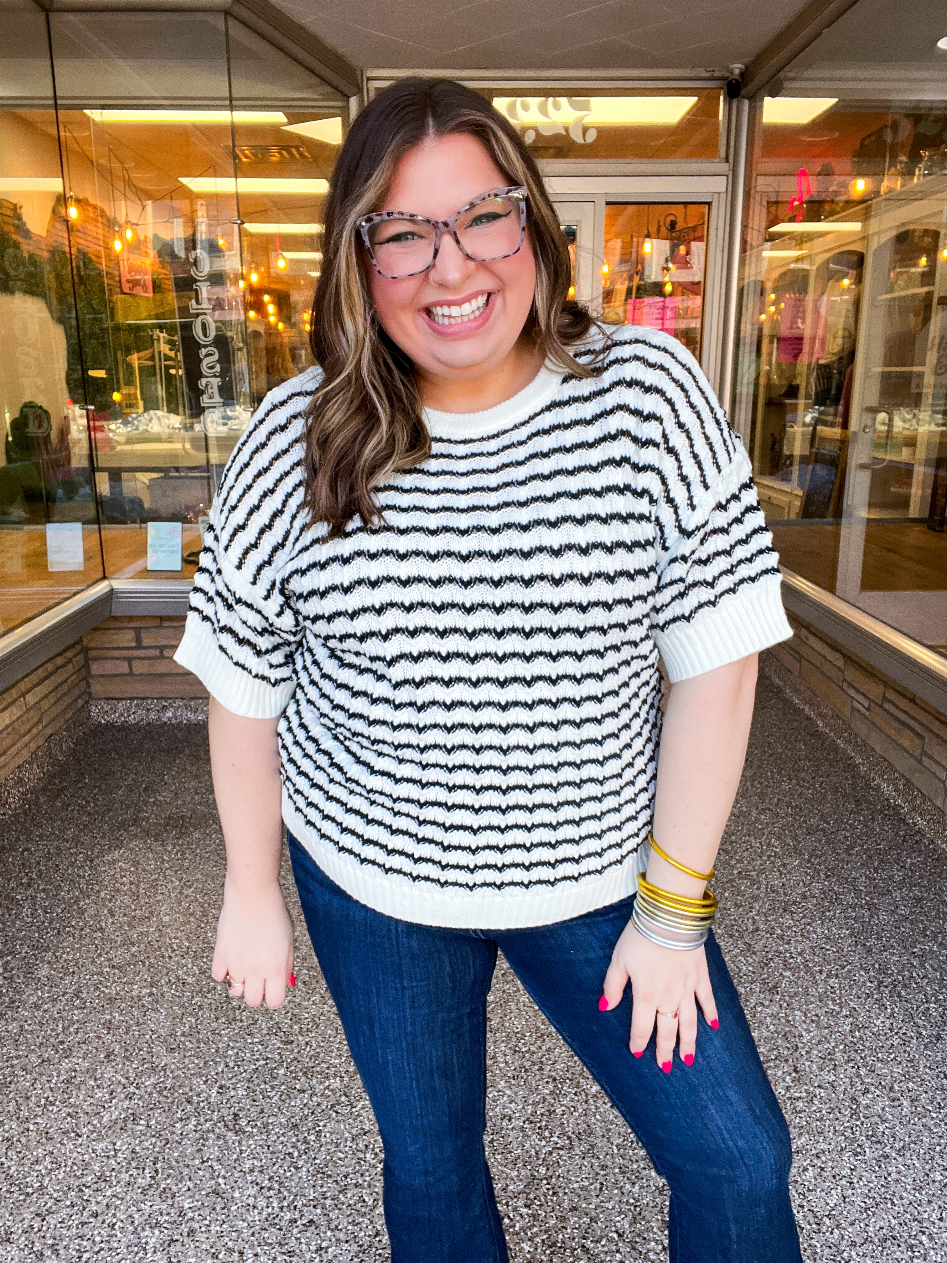 Wavy Days Stripe Sweater Top