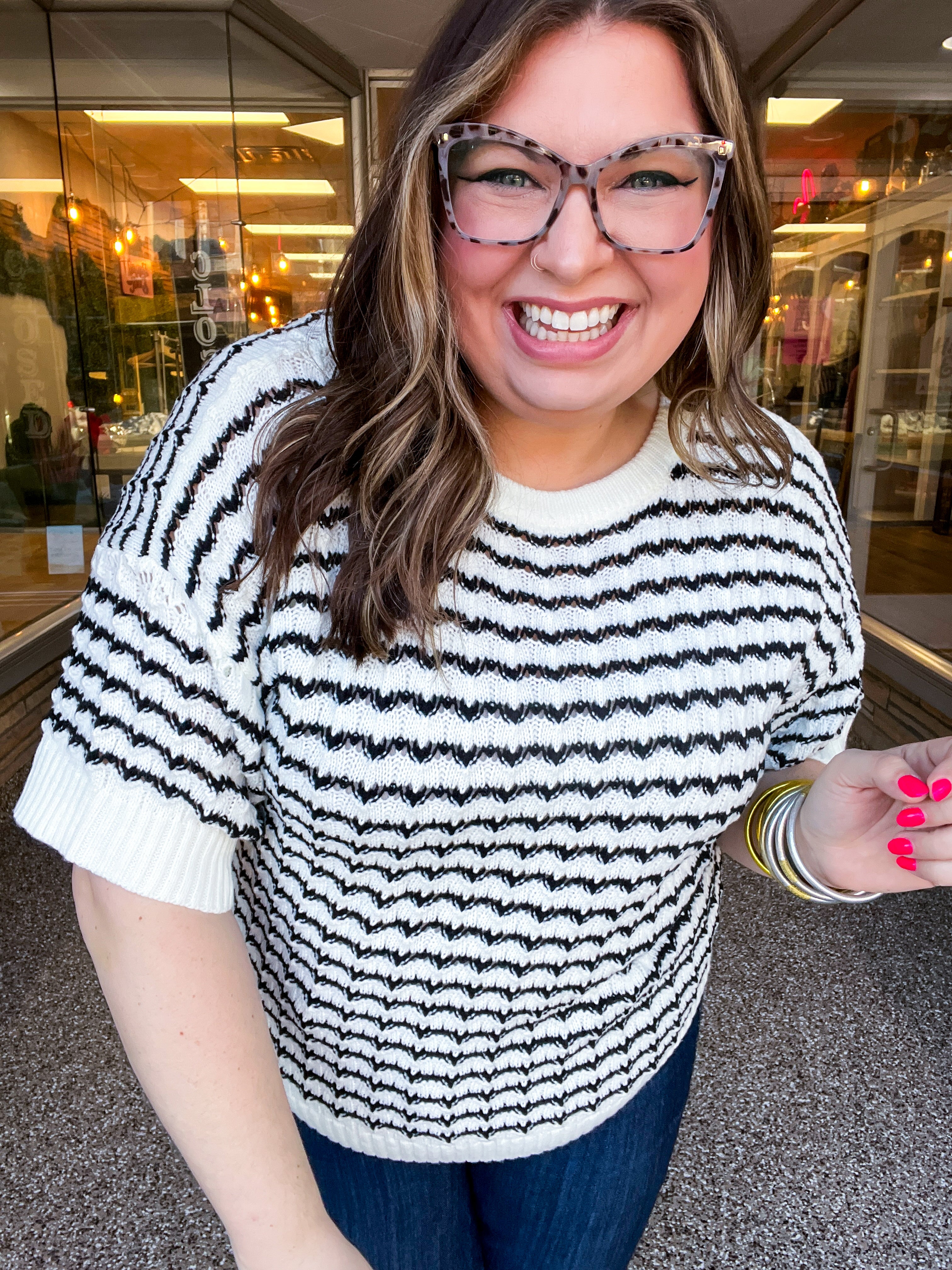Wavy Days Stripe Sweater Top
