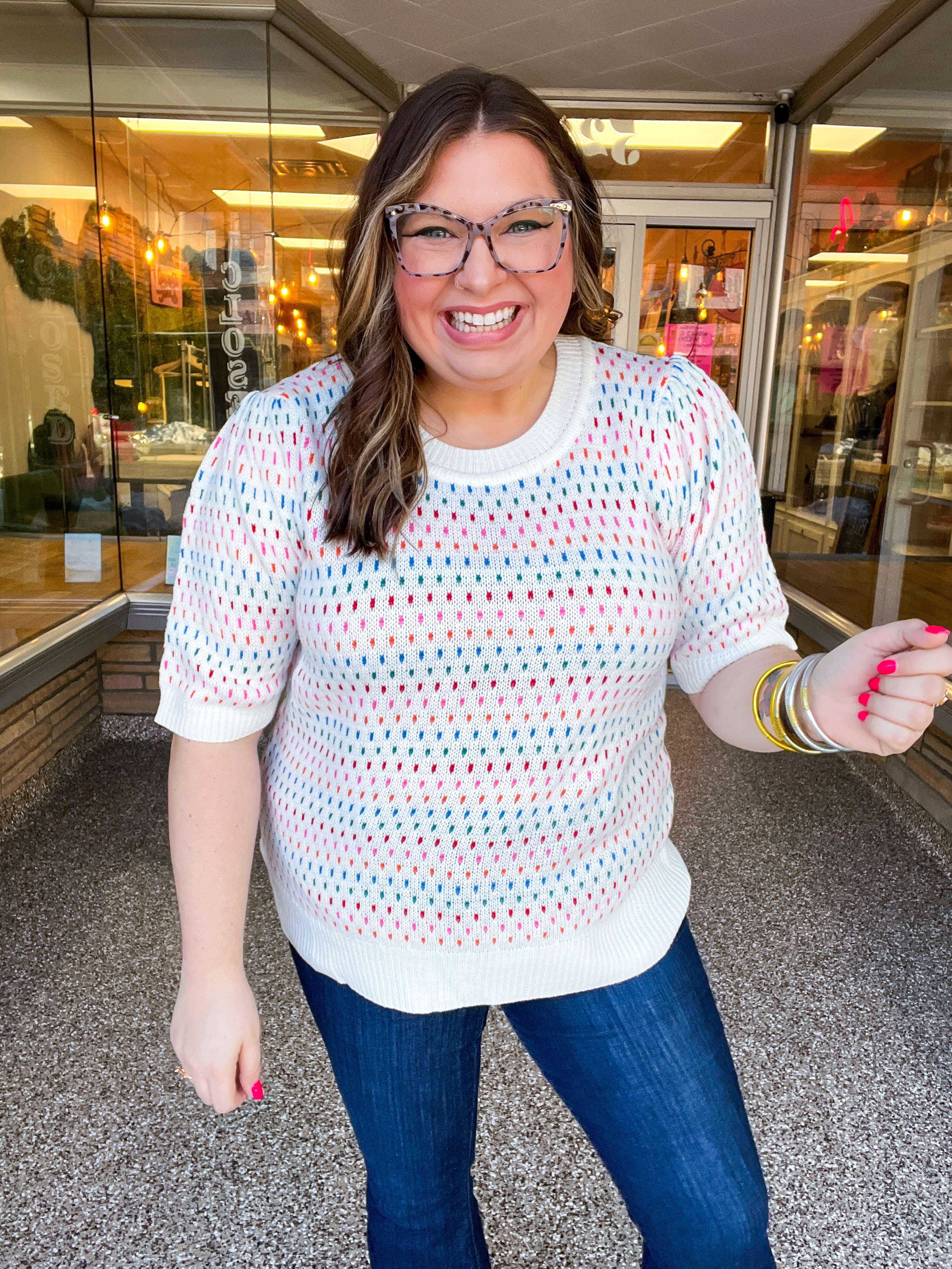 Confetti Bliss Bubble Sleeve Sweater