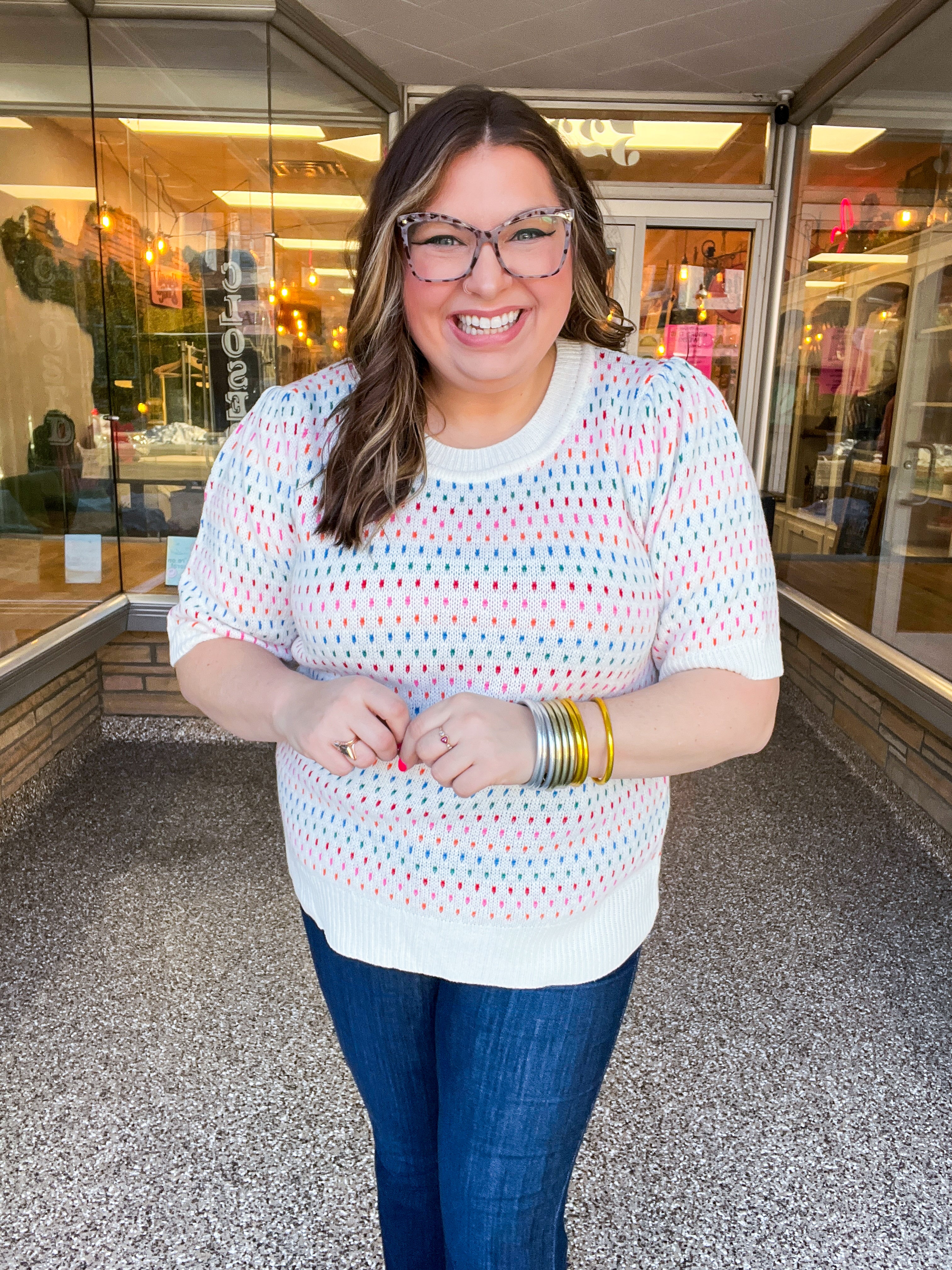 Confetti Bliss Bubble Sleeve Sweater