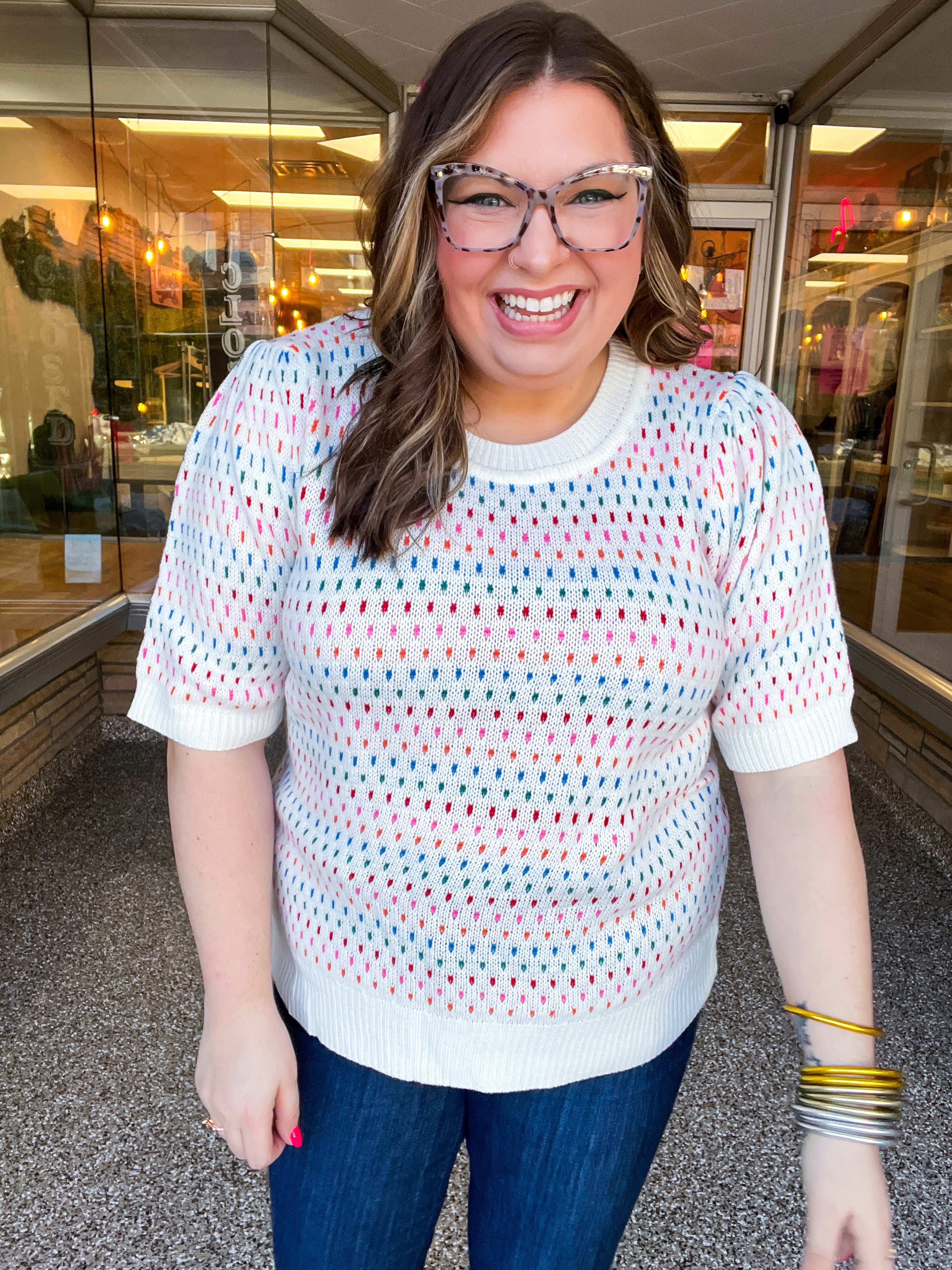 Confetti Bliss Bubble Sleeve Sweater