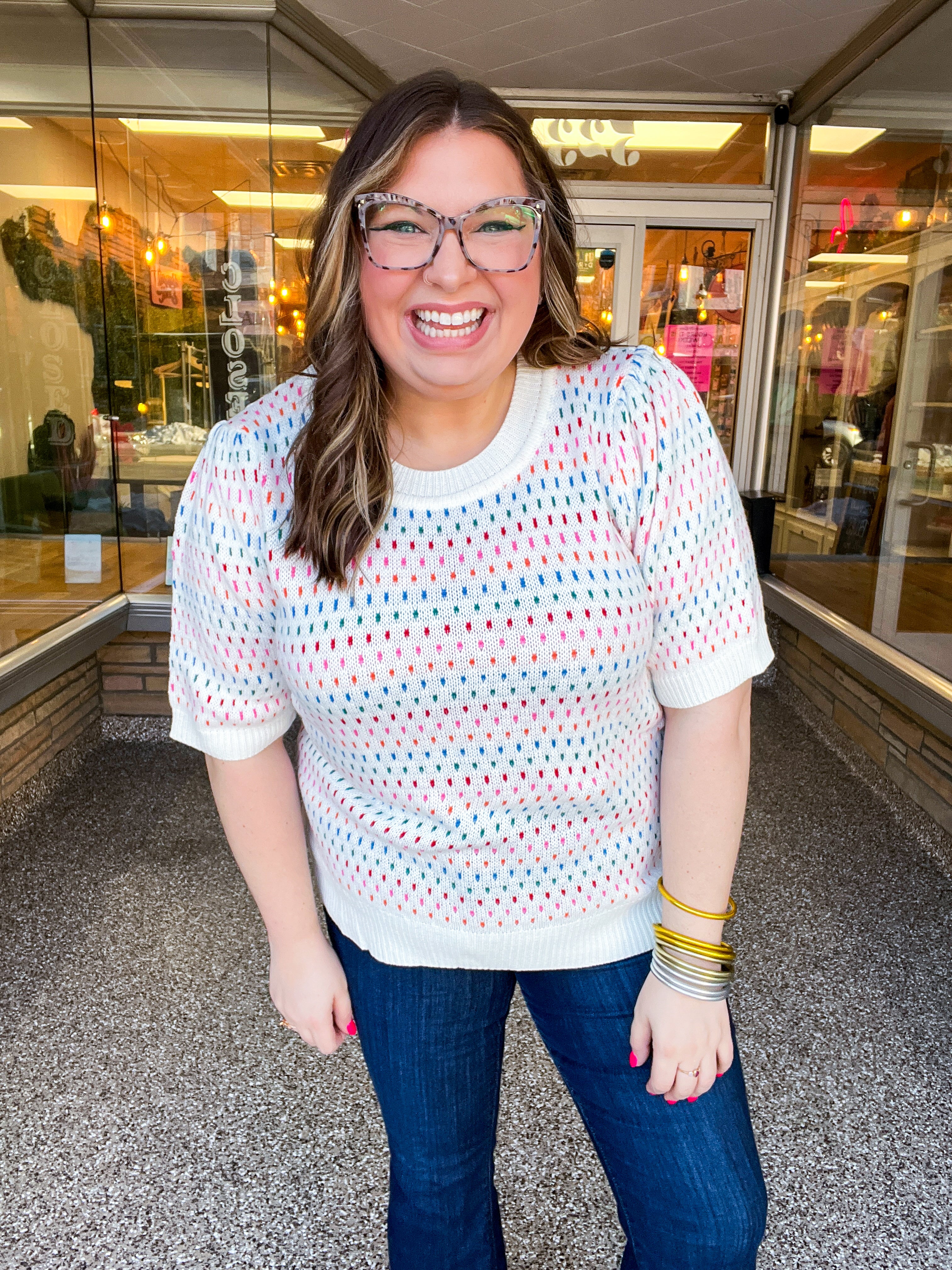 Confetti Bliss Bubble Sleeve Sweater