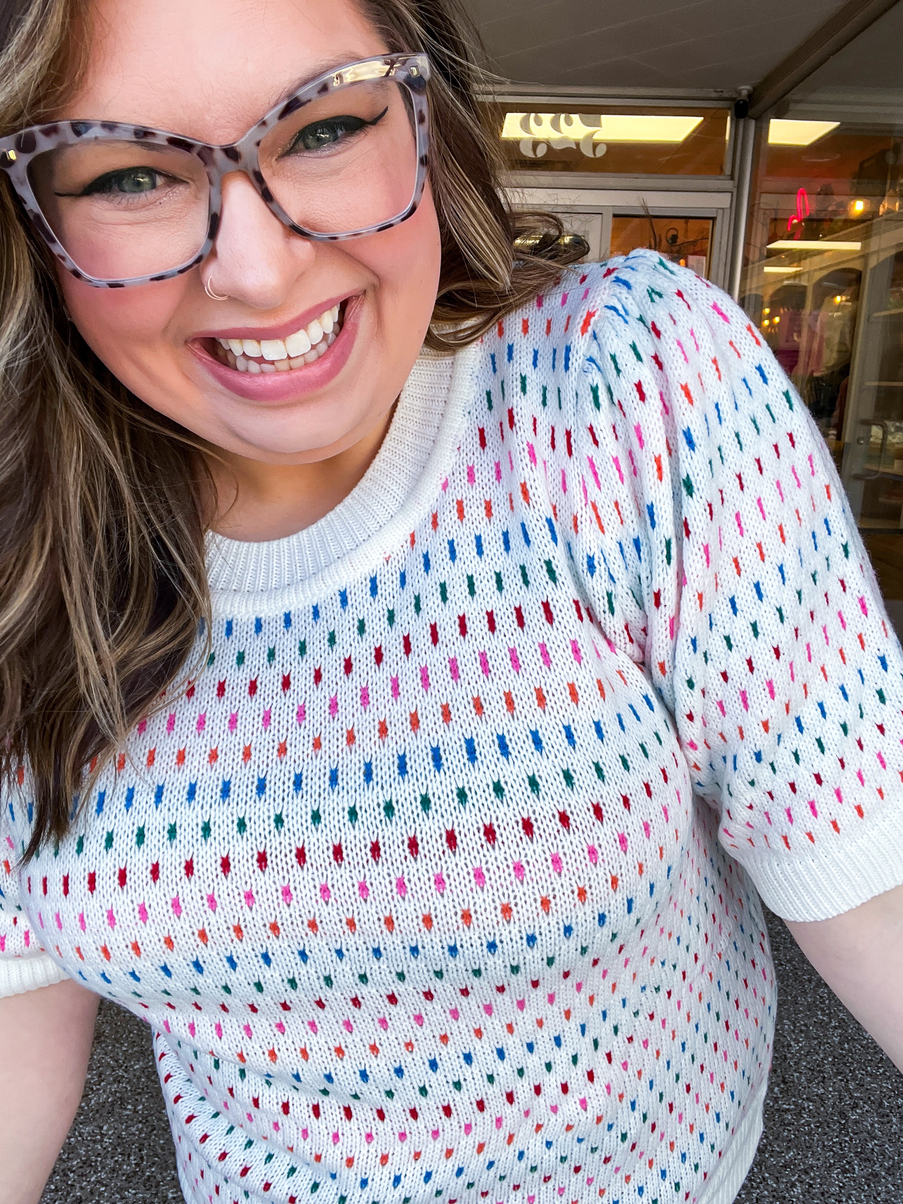 Confetti Bliss Bubble Sleeve Sweater