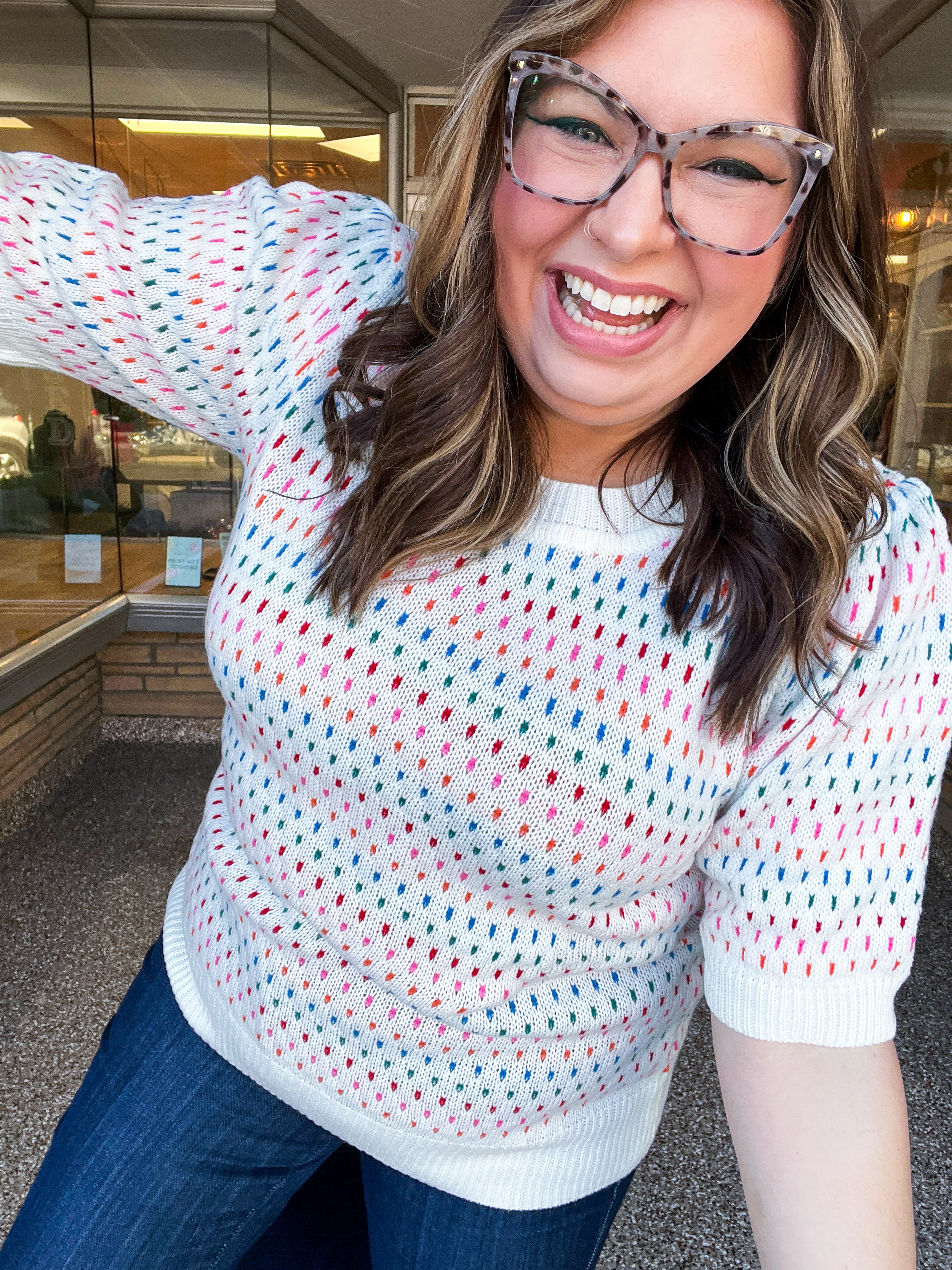 Confetti Bliss Bubble Sleeve Sweater