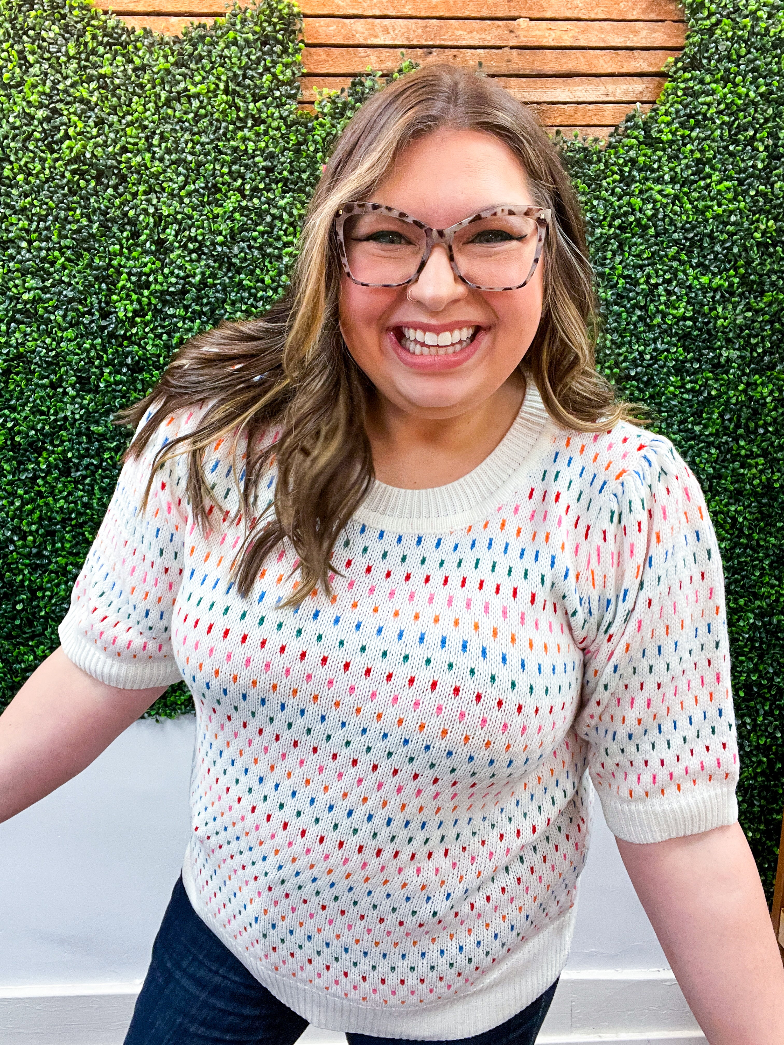 Confetti Bliss Bubble Sleeve Sweater