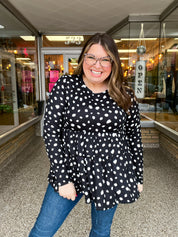 Dotted Delight Babydoll Top - Black & White *FINAL SALE*