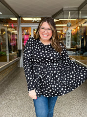 Dotted Delight Babydoll Top - Black & White *FINAL SALE*