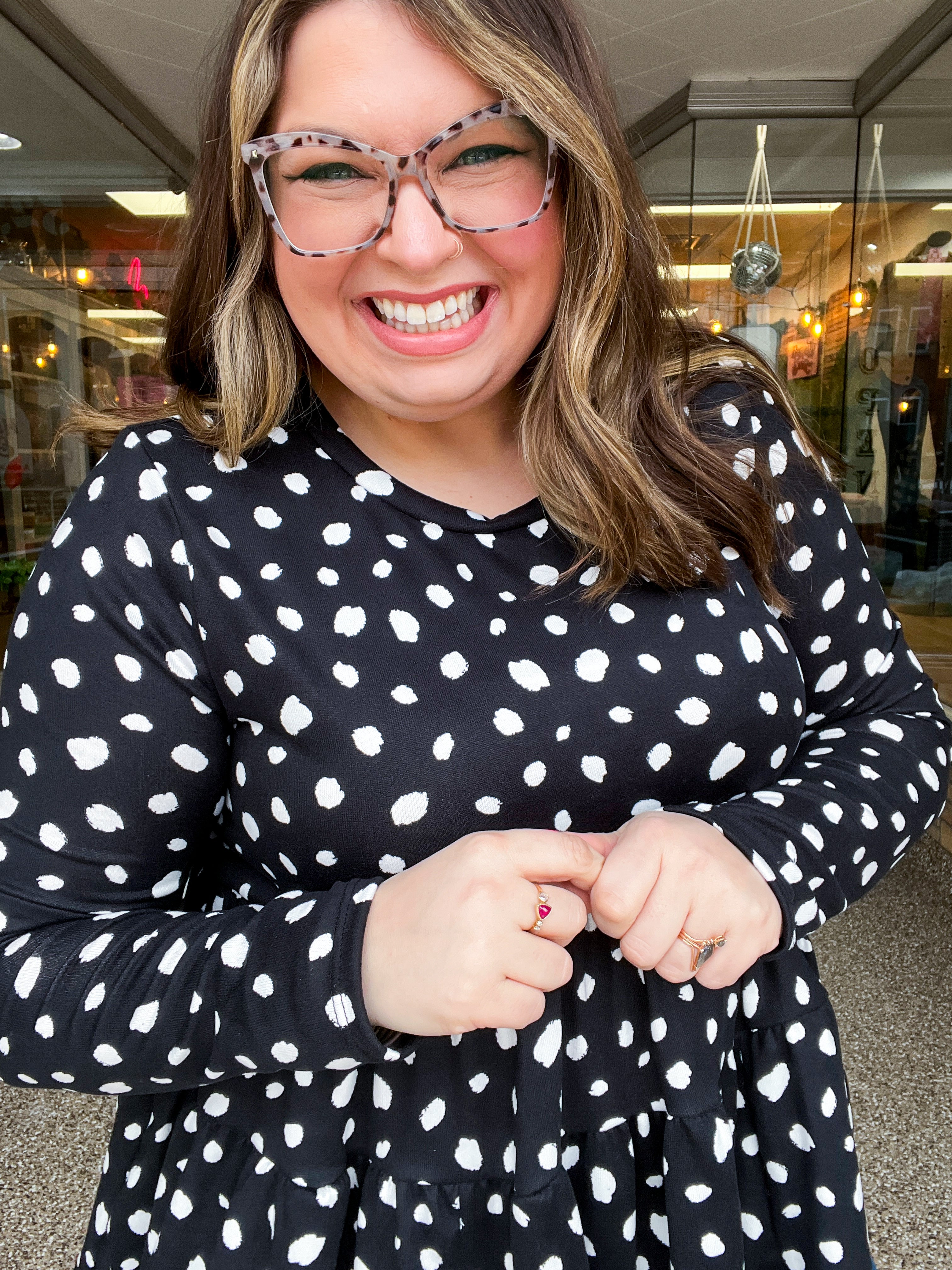 Dotted Delight Babydoll Top - Black & White *FINAL SALE*