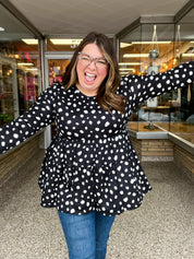 Dotted Delight Babydoll Top - Black & White *FINAL SALE*