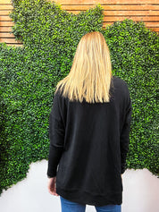 Cozy Currents French Terry Cowl Neck Top - Black *FINAL SALE*