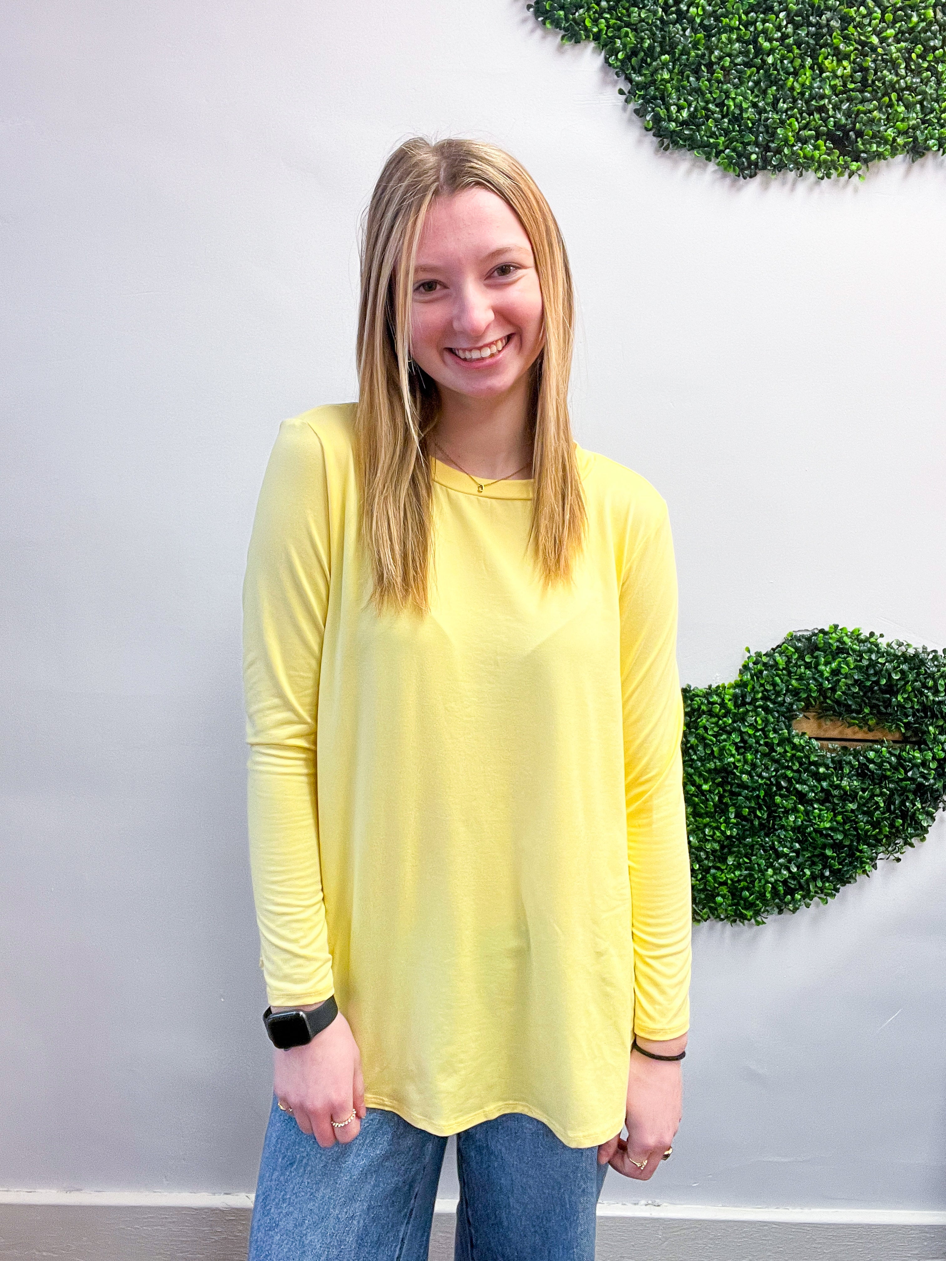 Essential Butter Soft Round Neck Long Sleeve Top - Banana *FINAL SALE*