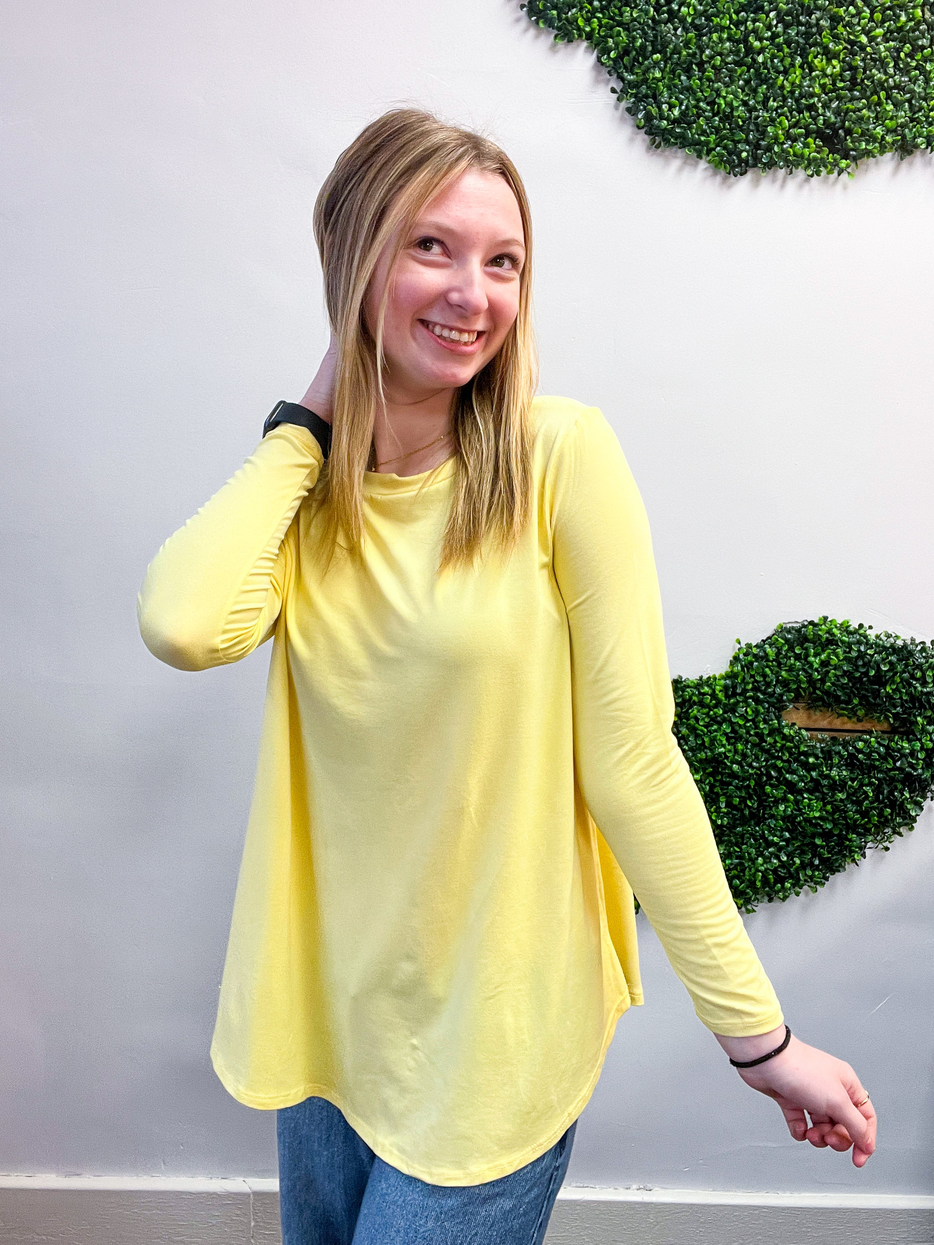Essential Butter Soft Round Neck Long Sleeve Top - Banana *FINAL SALE*