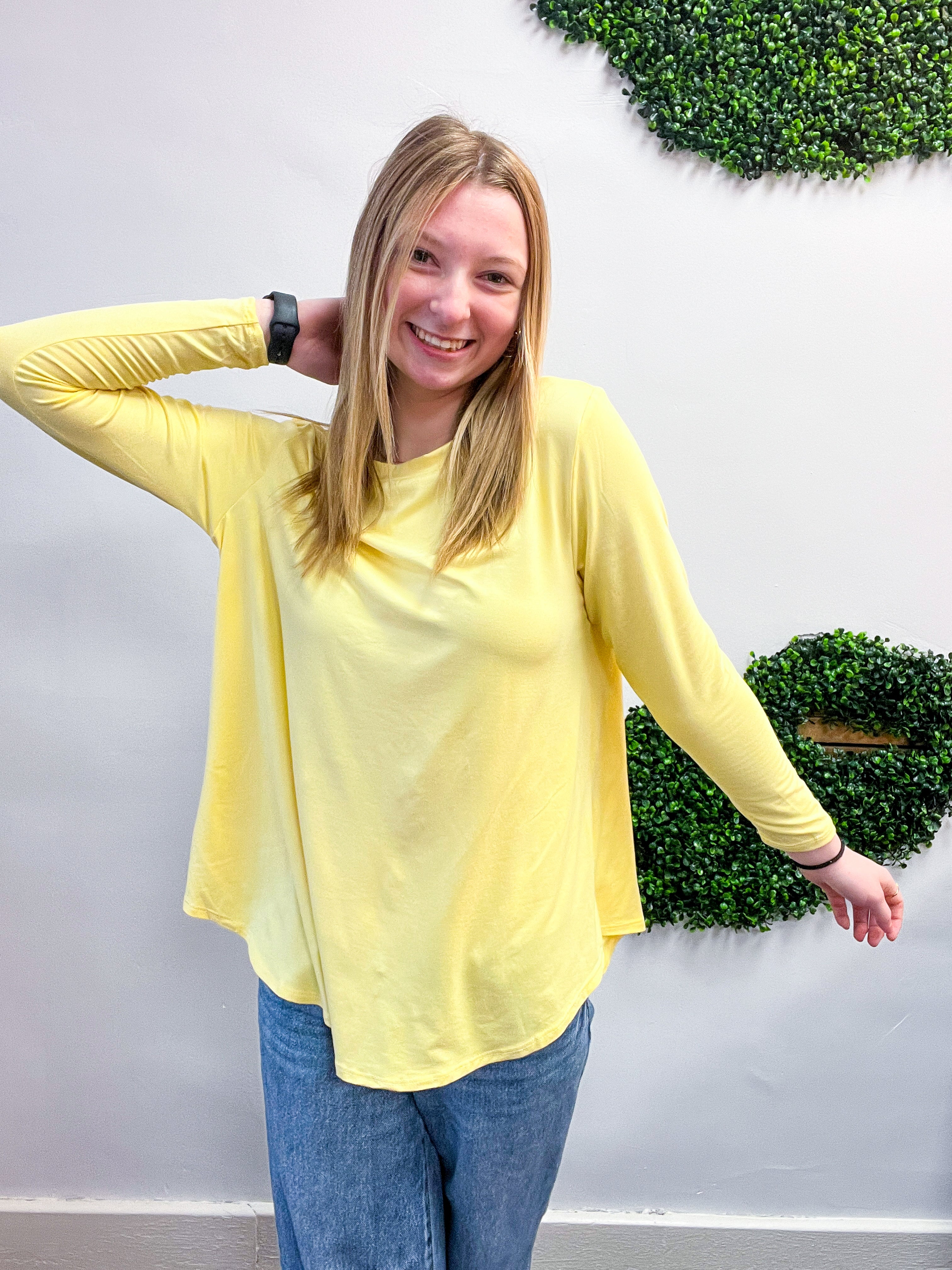 Essential Butter Soft Round Neck Long Sleeve Top - Banana *FINAL SALE*