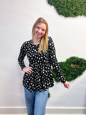 Dotted Delight Babydoll Top - Black & White *FINAL SALE*