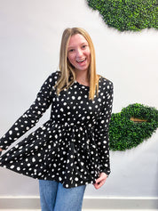 Dotted Delight Babydoll Top - Black & White *FINAL SALE*