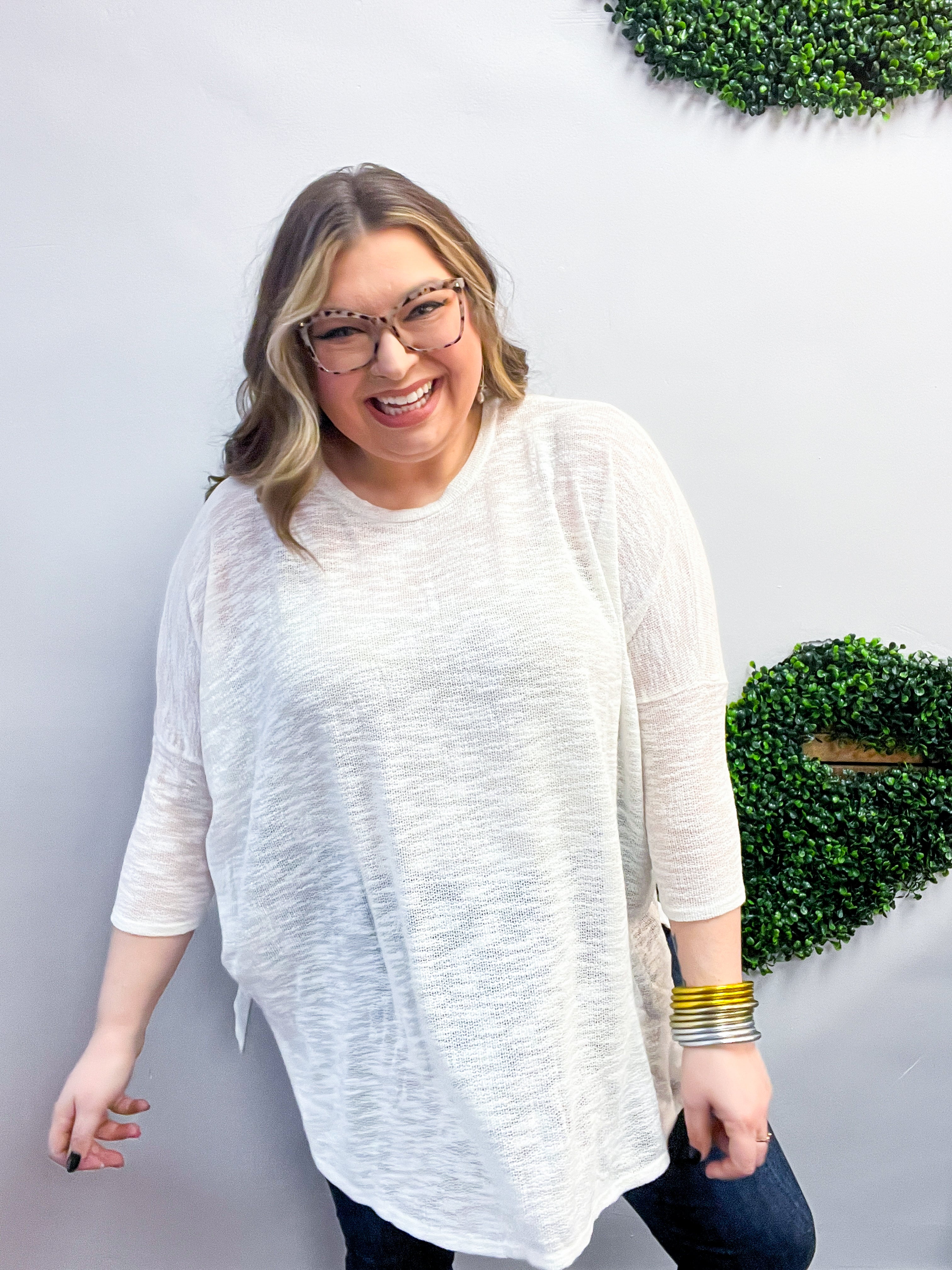 Whispered Comfort Slub Knit Oversized Tunic Top - Ivory *FINAL SALE*