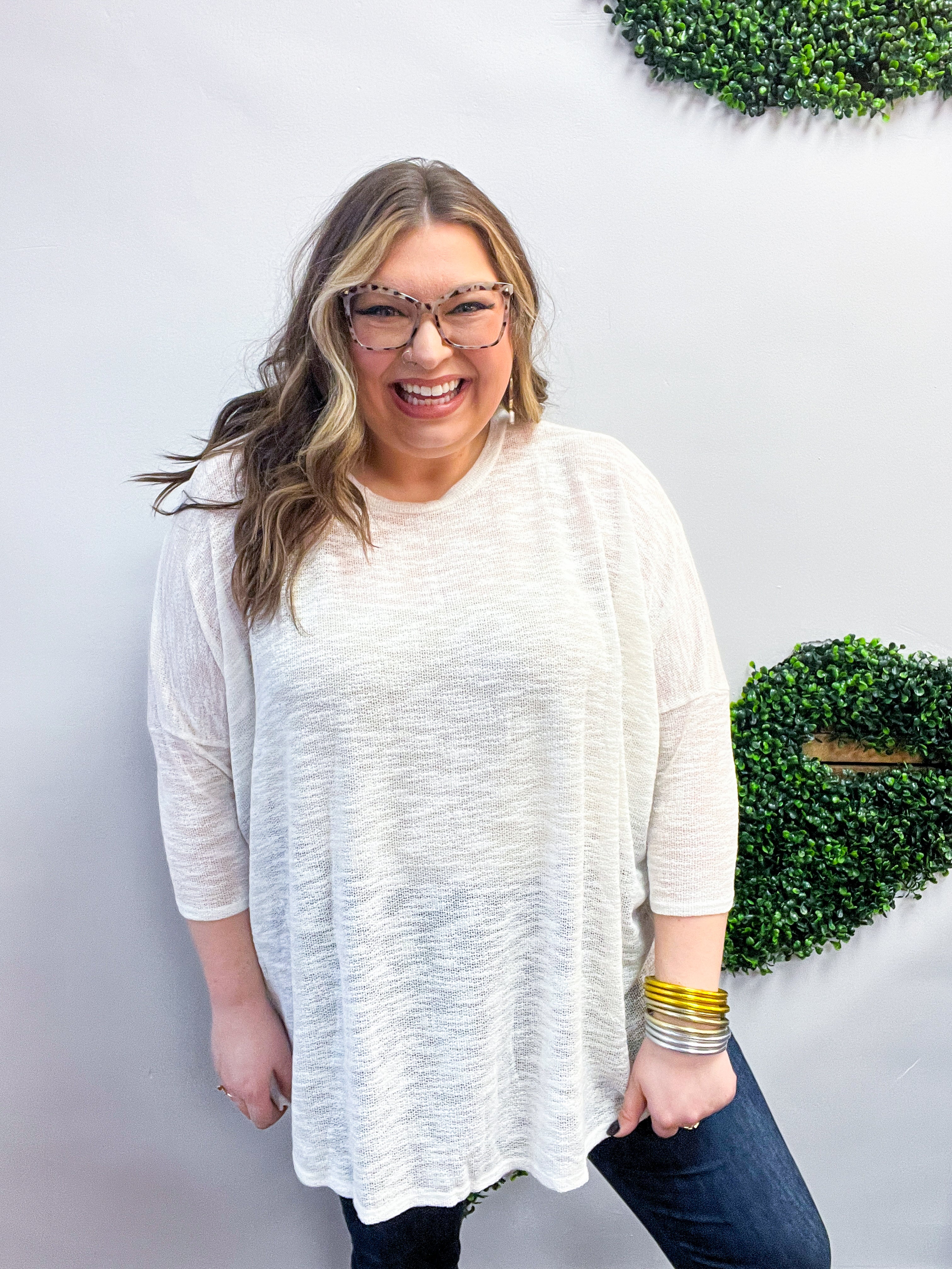 Whispered Comfort Slub Knit Oversized Tunic Top - Ivory *FINAL SALE*