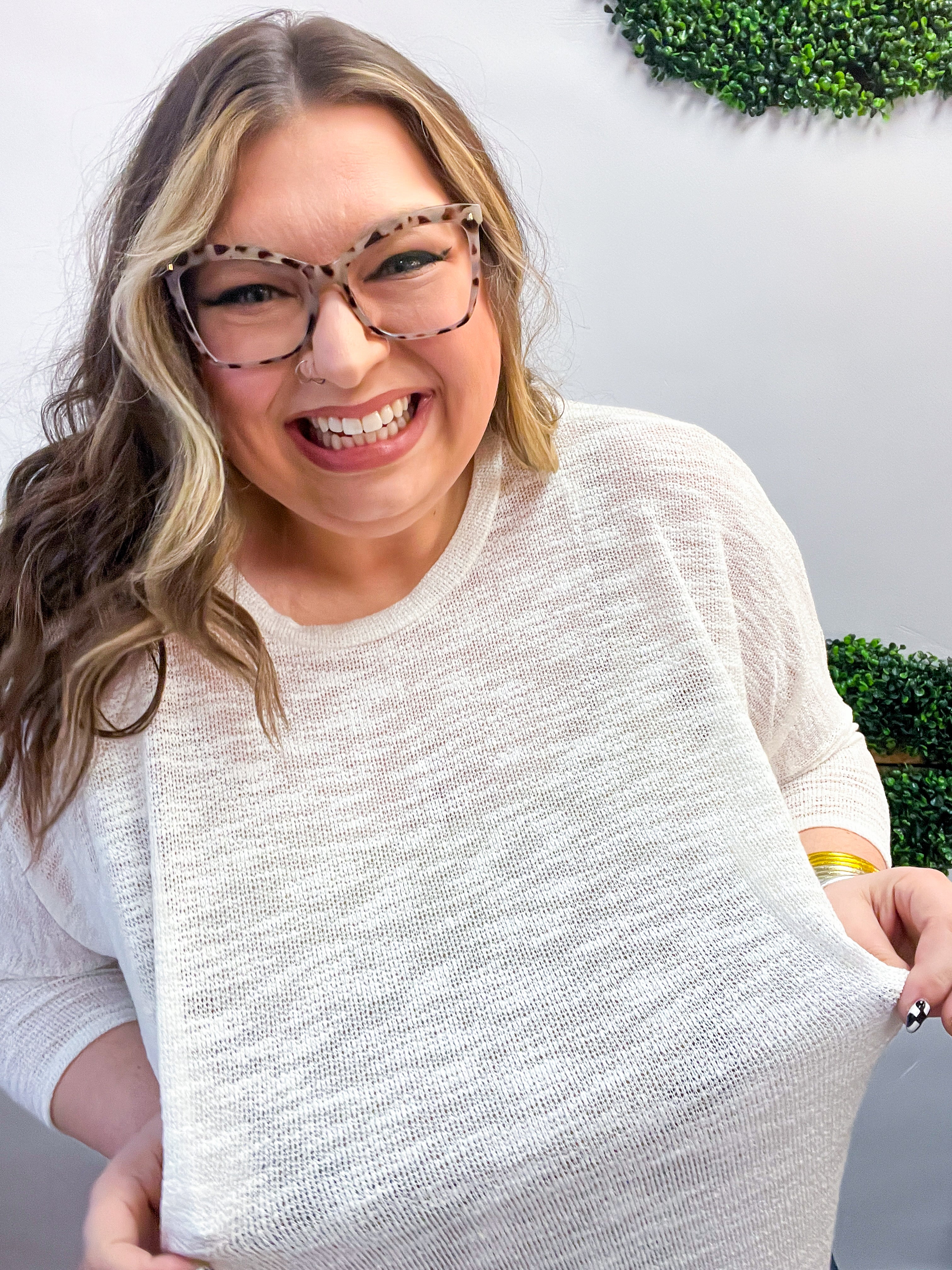 Whispered Comfort Slub Knit Oversized Tunic Top - Ivory *FINAL SALE*