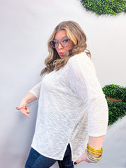 Whispered Comfort Slub Knit Oversized Tunic Top - Ivory *FINAL SALE*