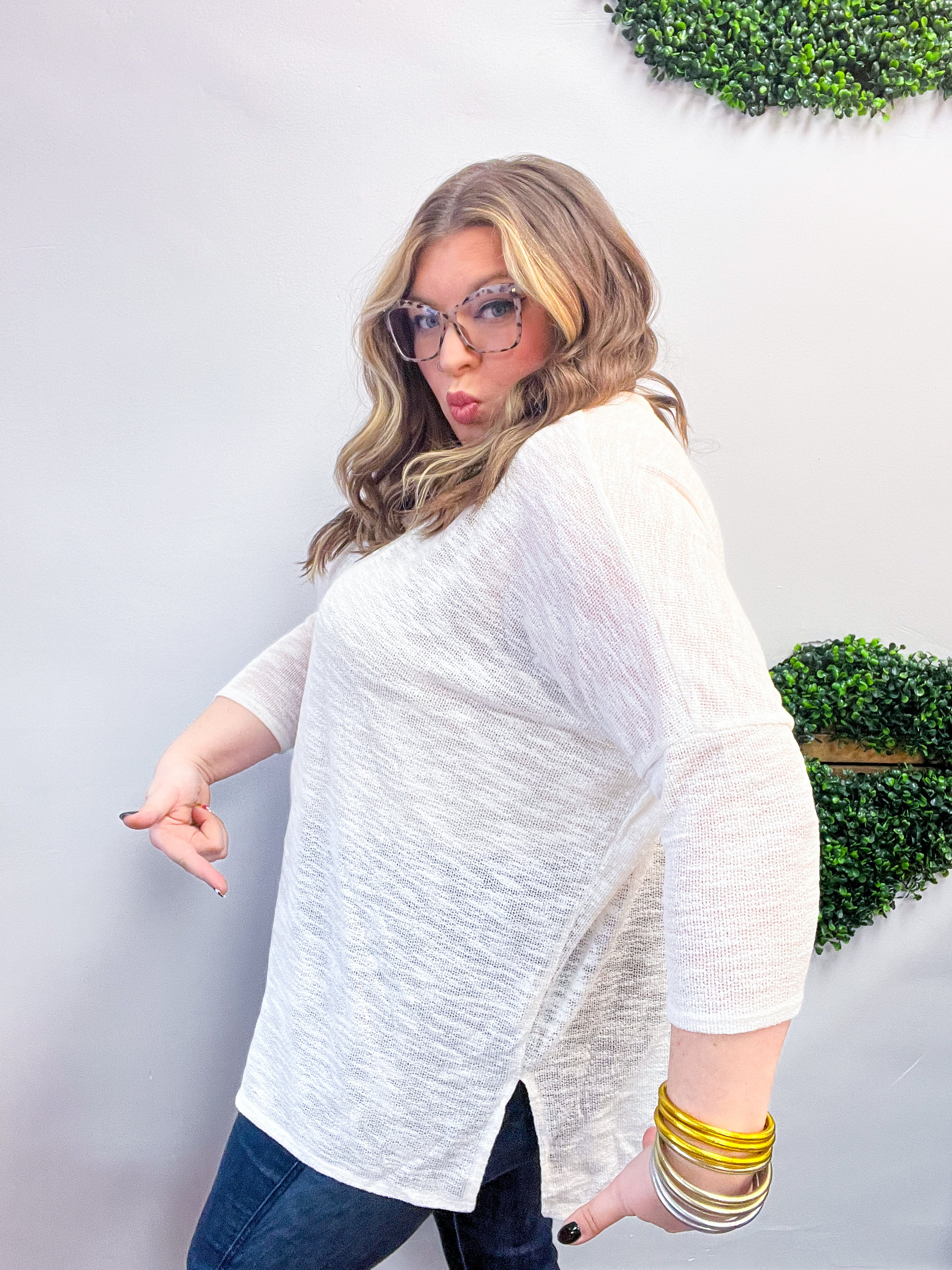 Whispered Comfort Slub Knit Oversized Tunic Top - Ivory *FINAL SALE*