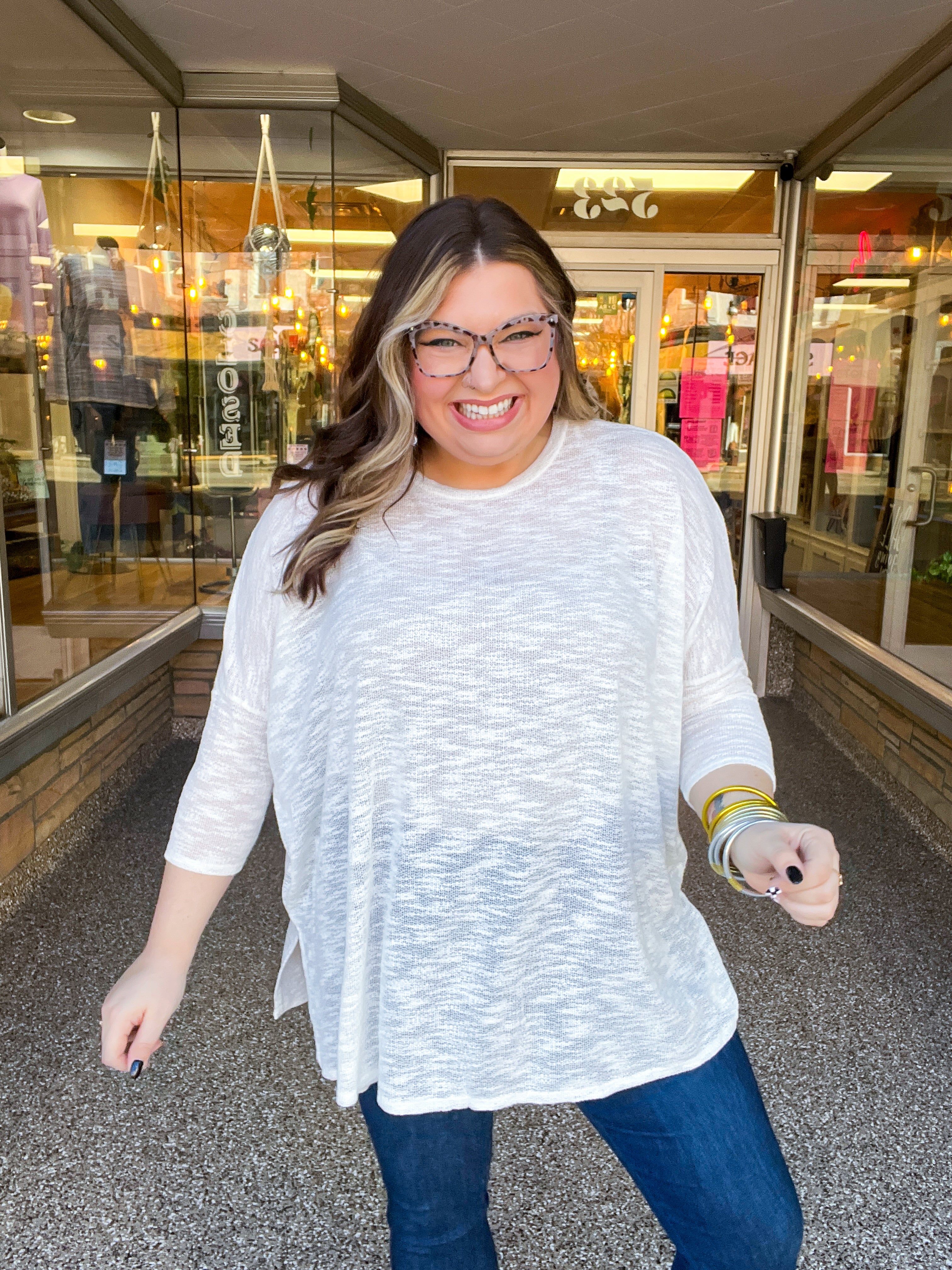 Whispered Comfort Slub Knit Oversized Tunic Top - Ivory *FINAL SALE*