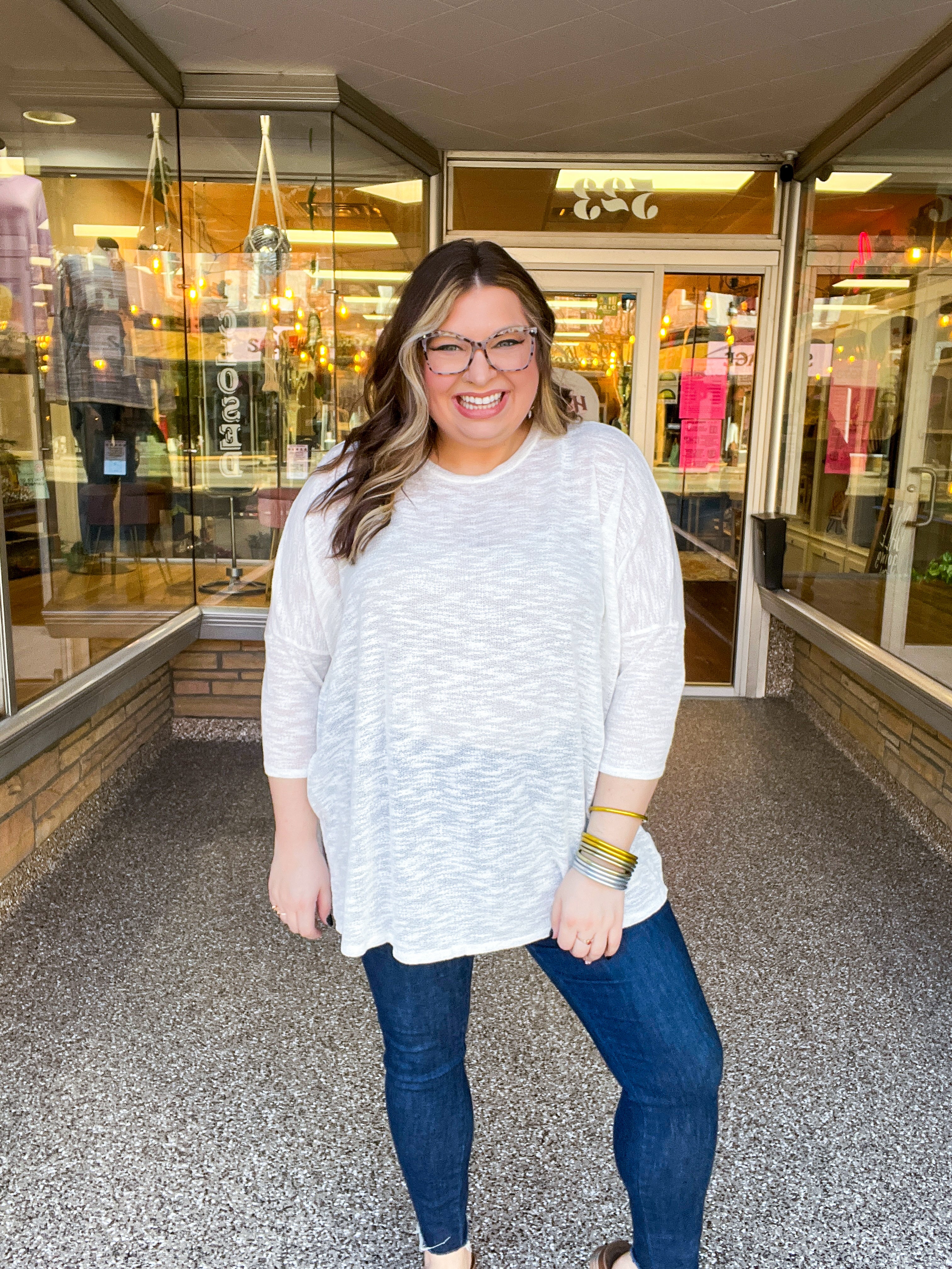 Whispered Comfort Slub Knit Oversized Tunic Top - Ivory *FINAL SALE*