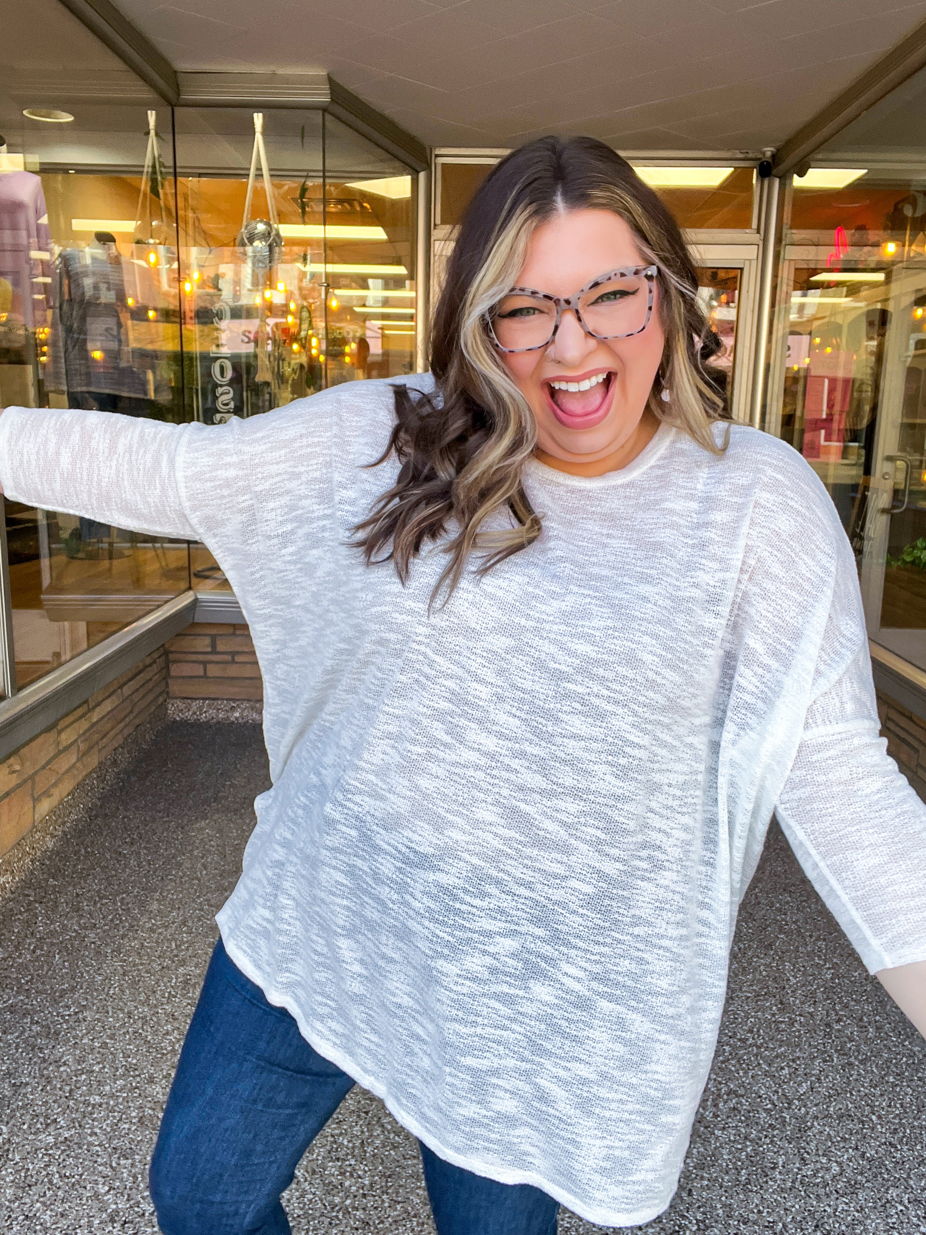 Whispered Comfort Slub Knit Oversized Tunic Top - Ivory *FINAL SALE*