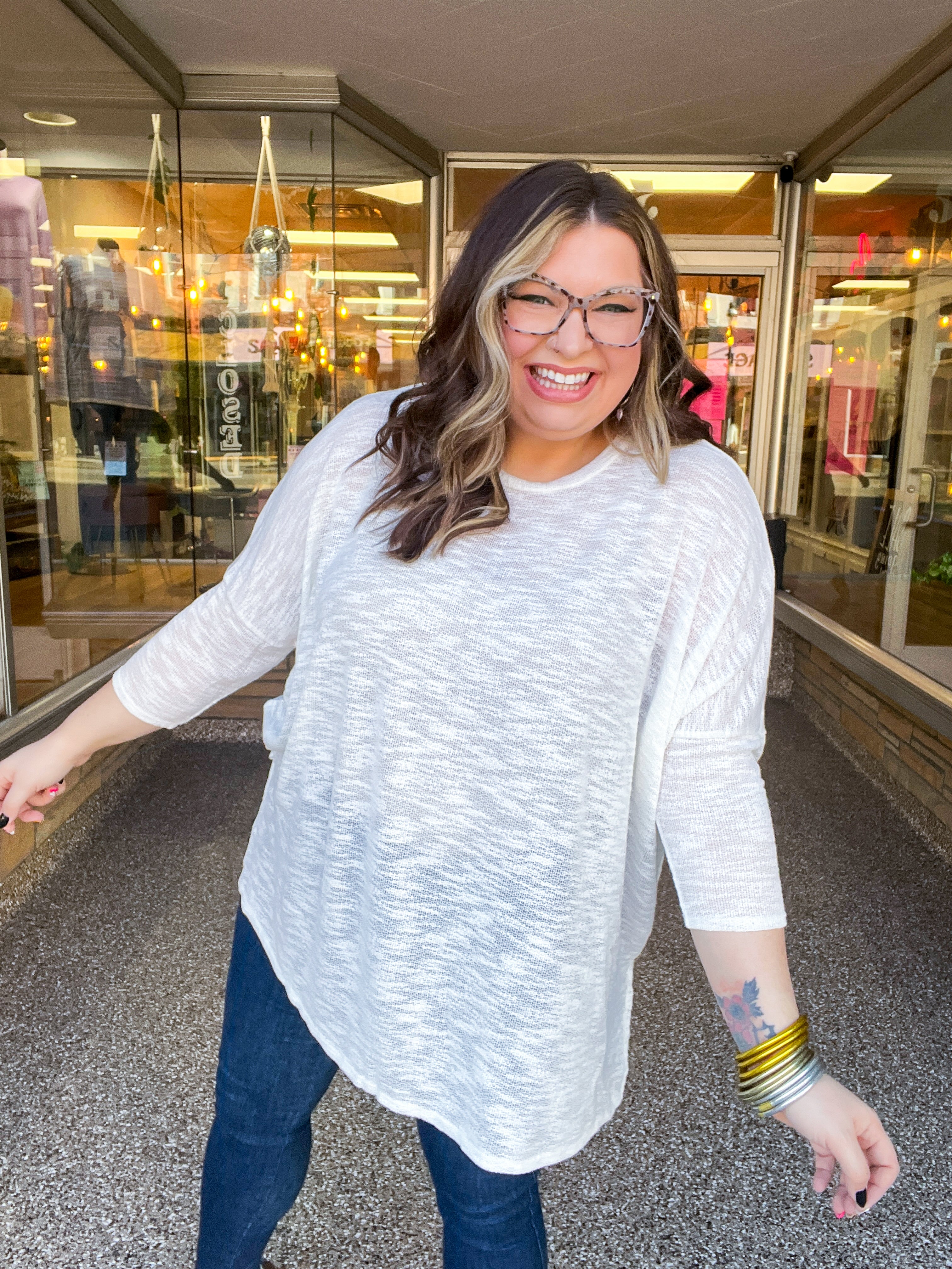 Whispered Comfort Slub Knit Oversized Tunic Top - Ivory *FINAL SALE*