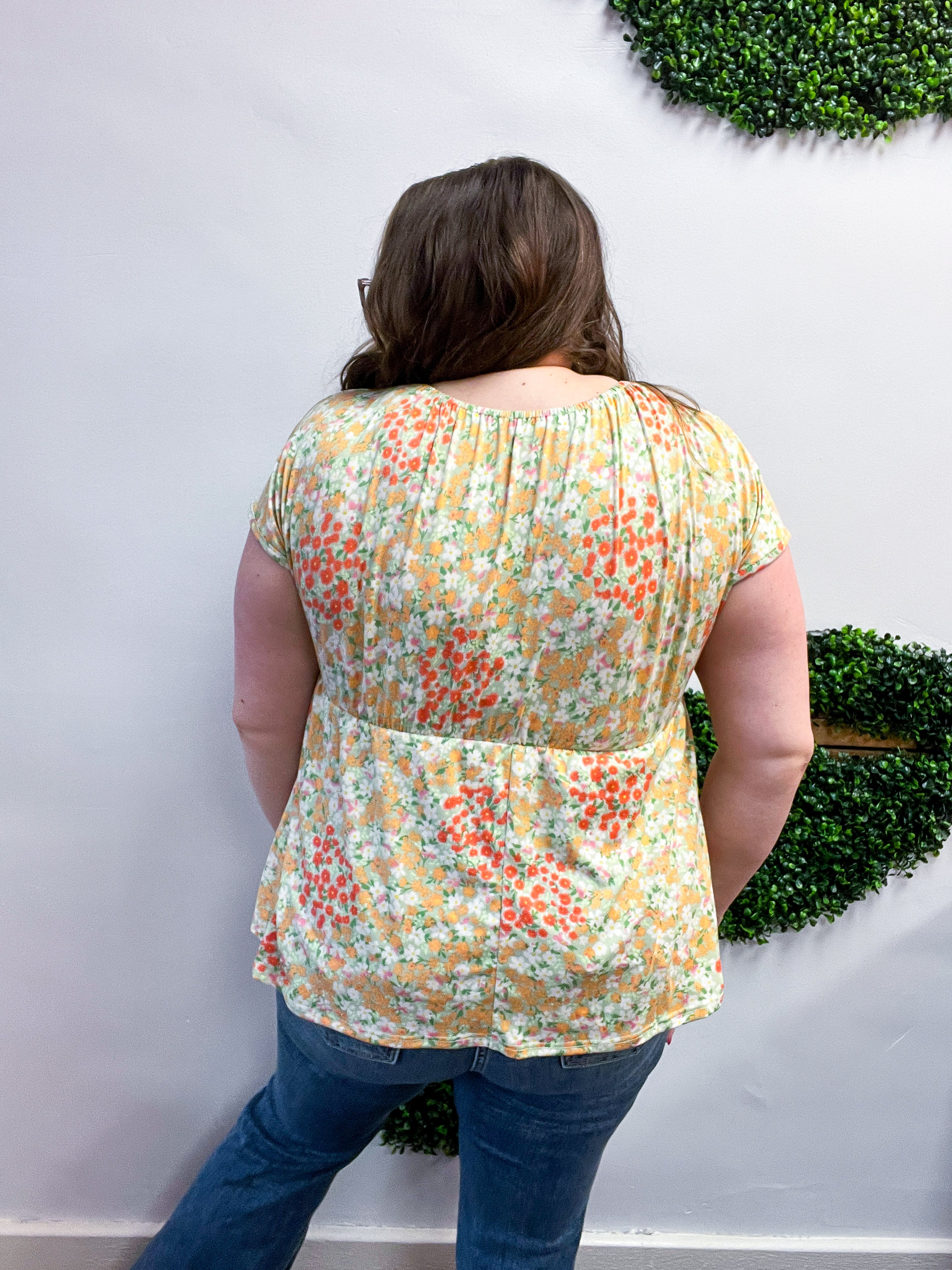 Sunny Days Floral Bow Top in Sage