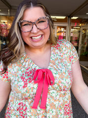 Sunny Days Floral Bow Top in Sage