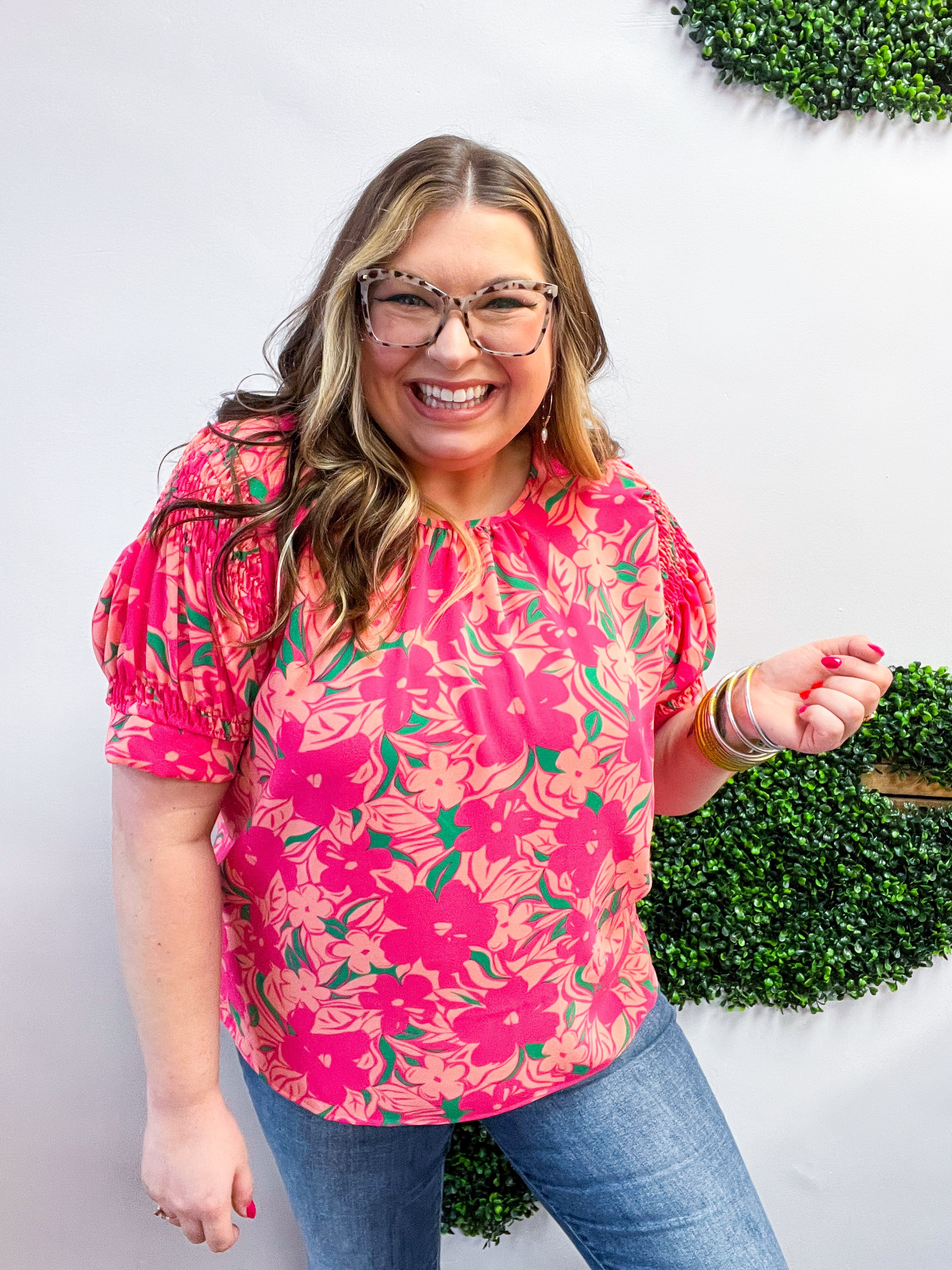 Blooming Bright Puff Sleeve Top