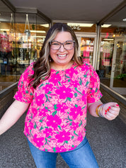 Blooming Bright Puff Sleeve Top