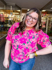 Blooming Bright Puff Sleeve Top