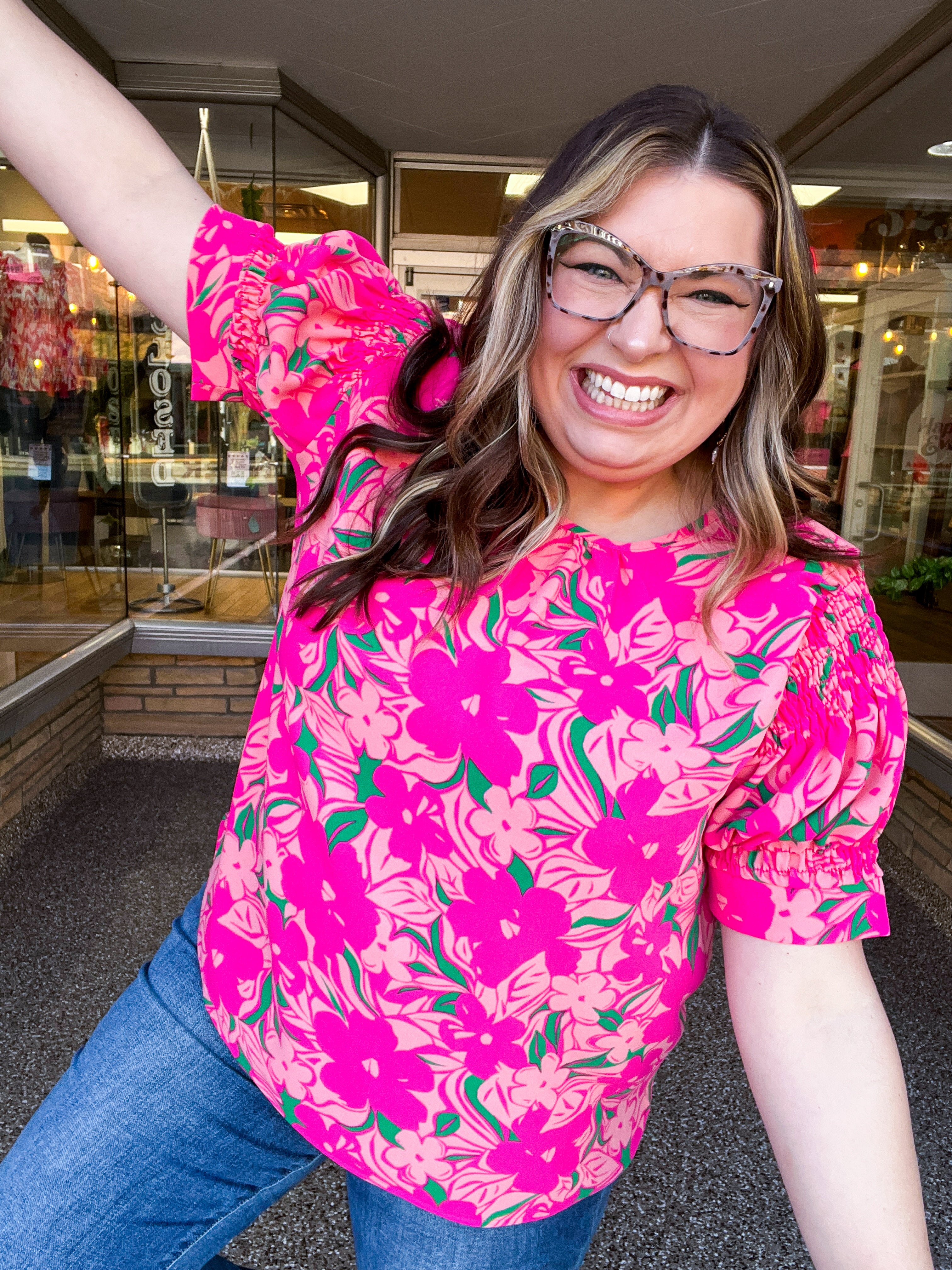 Blooming Bright Puff Sleeve Top