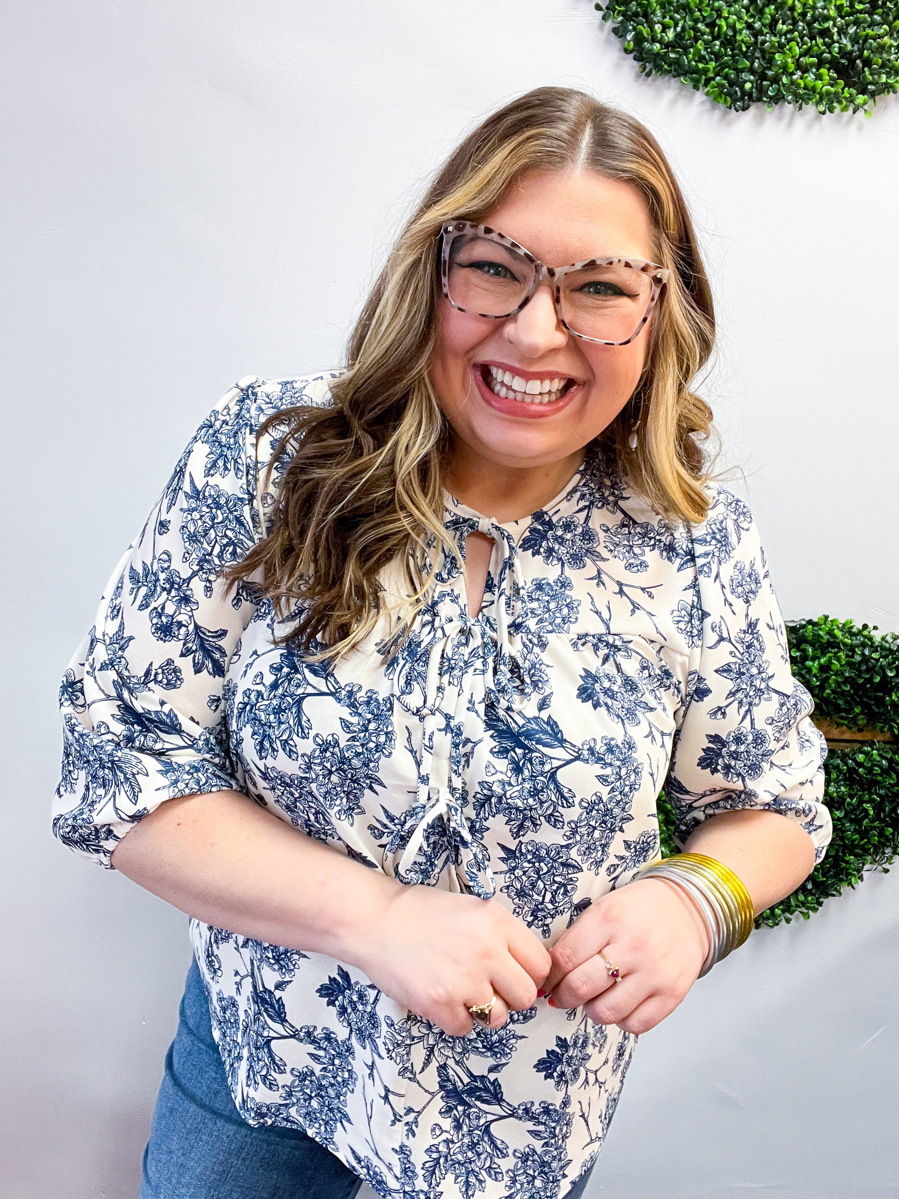 Midwest Meadow Floral Tie Top