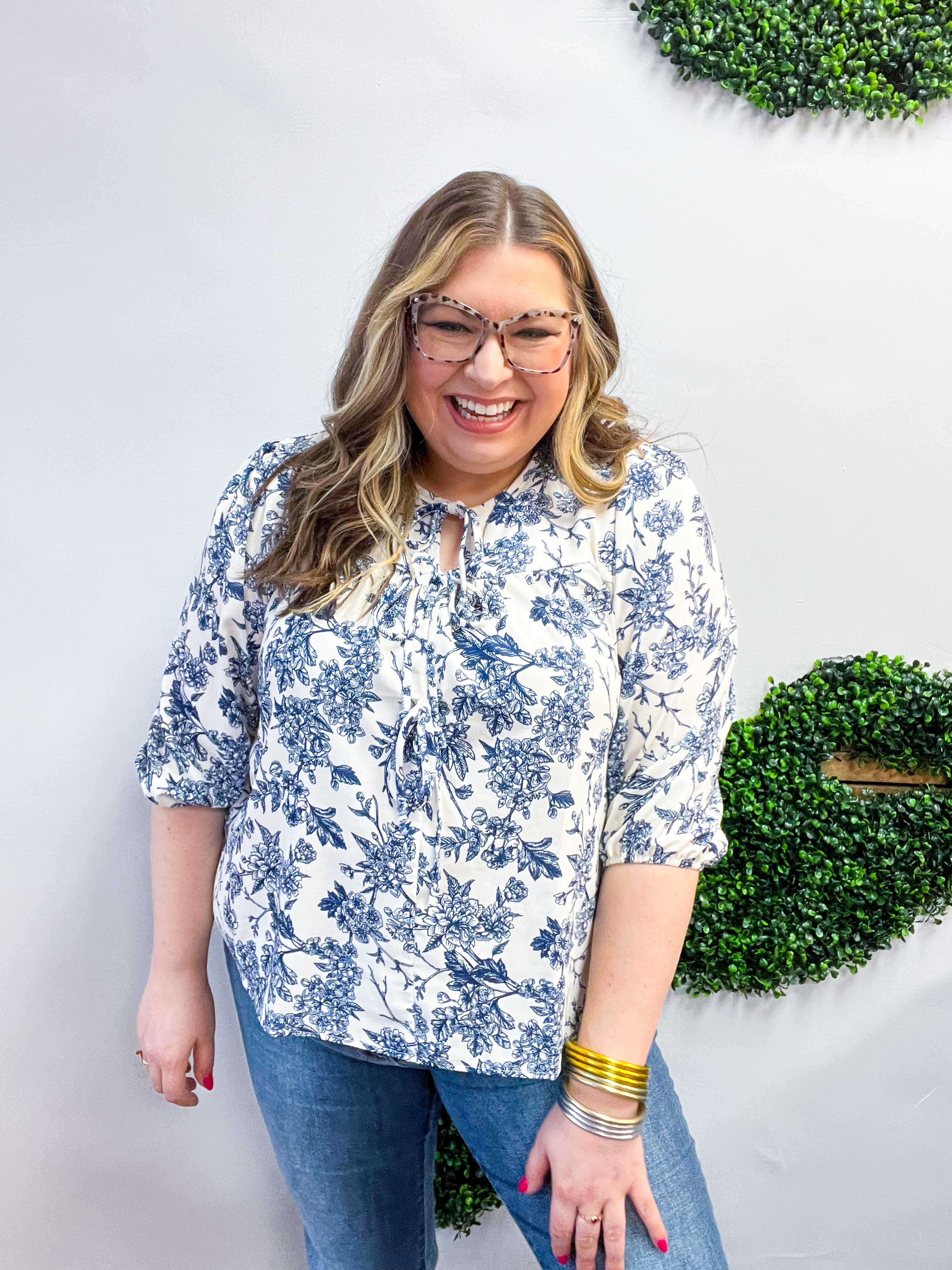 Midwest Meadow Floral Tie Top