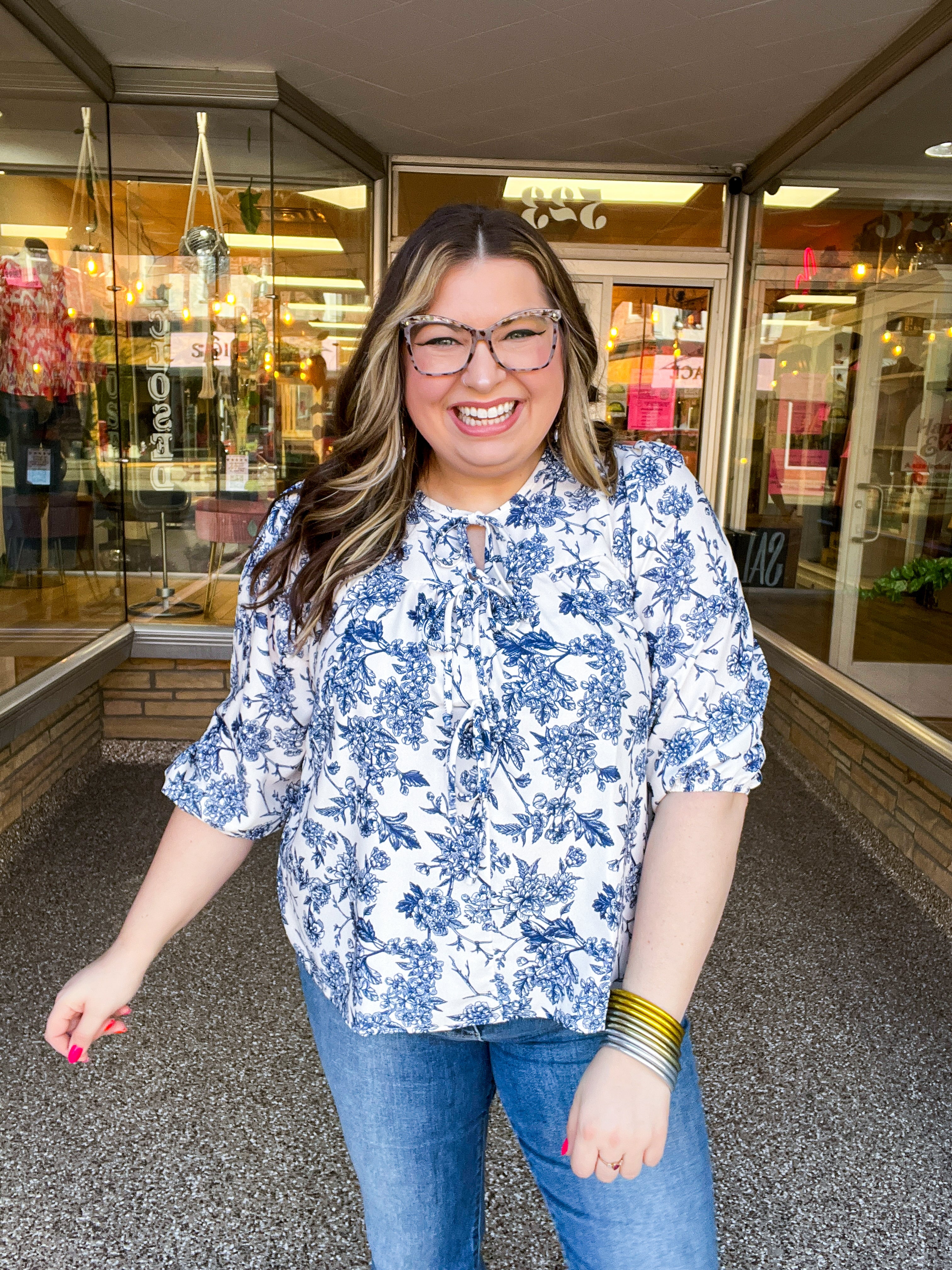 Midwest Meadow Floral Tie Top