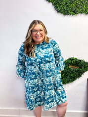 Blue Skies Ahead Bell Sleeve Swing Dress