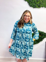 Blue Skies Ahead Bell Sleeve Swing Dress