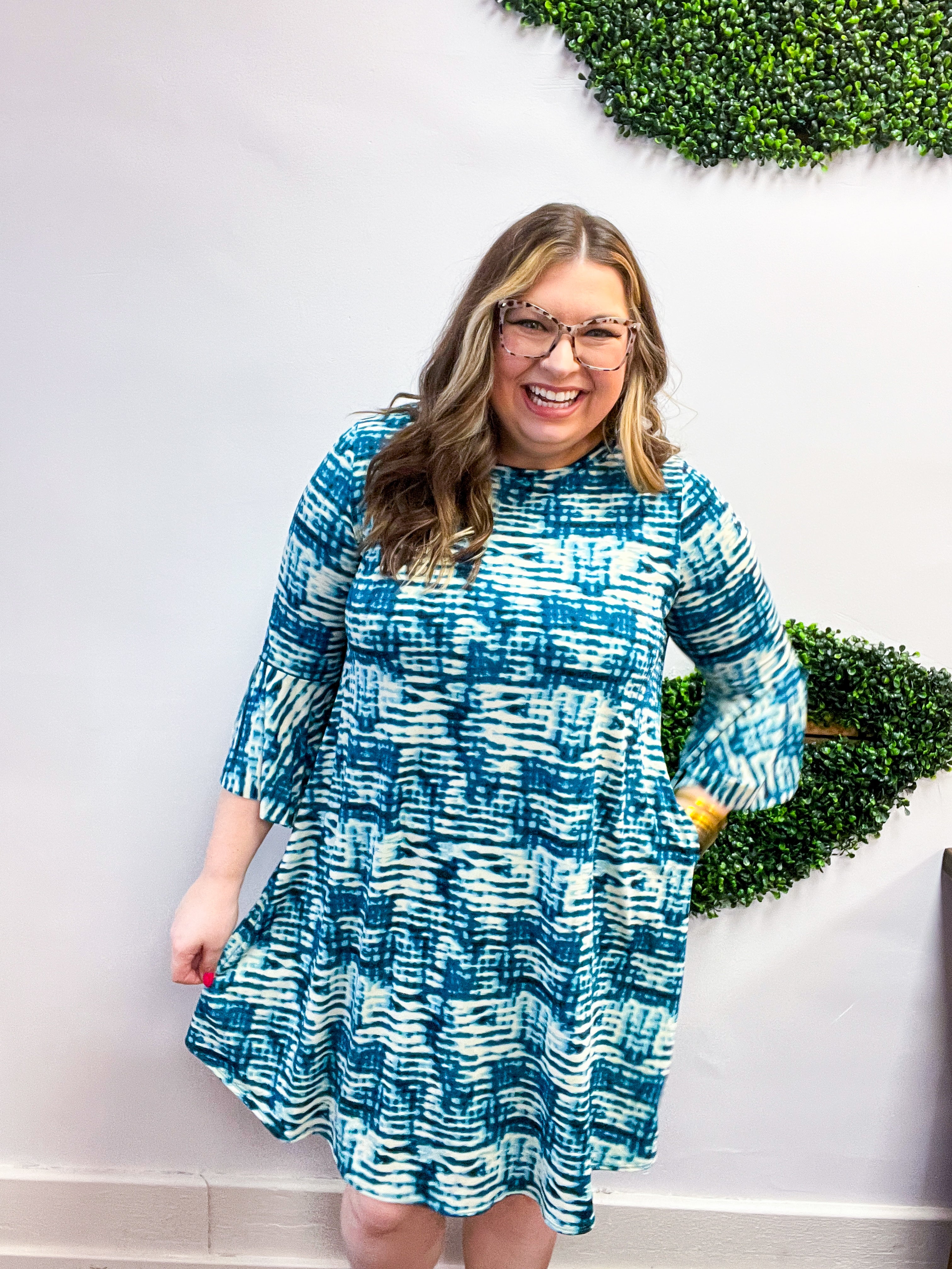Blue Skies Ahead Bell Sleeve Swing Dress