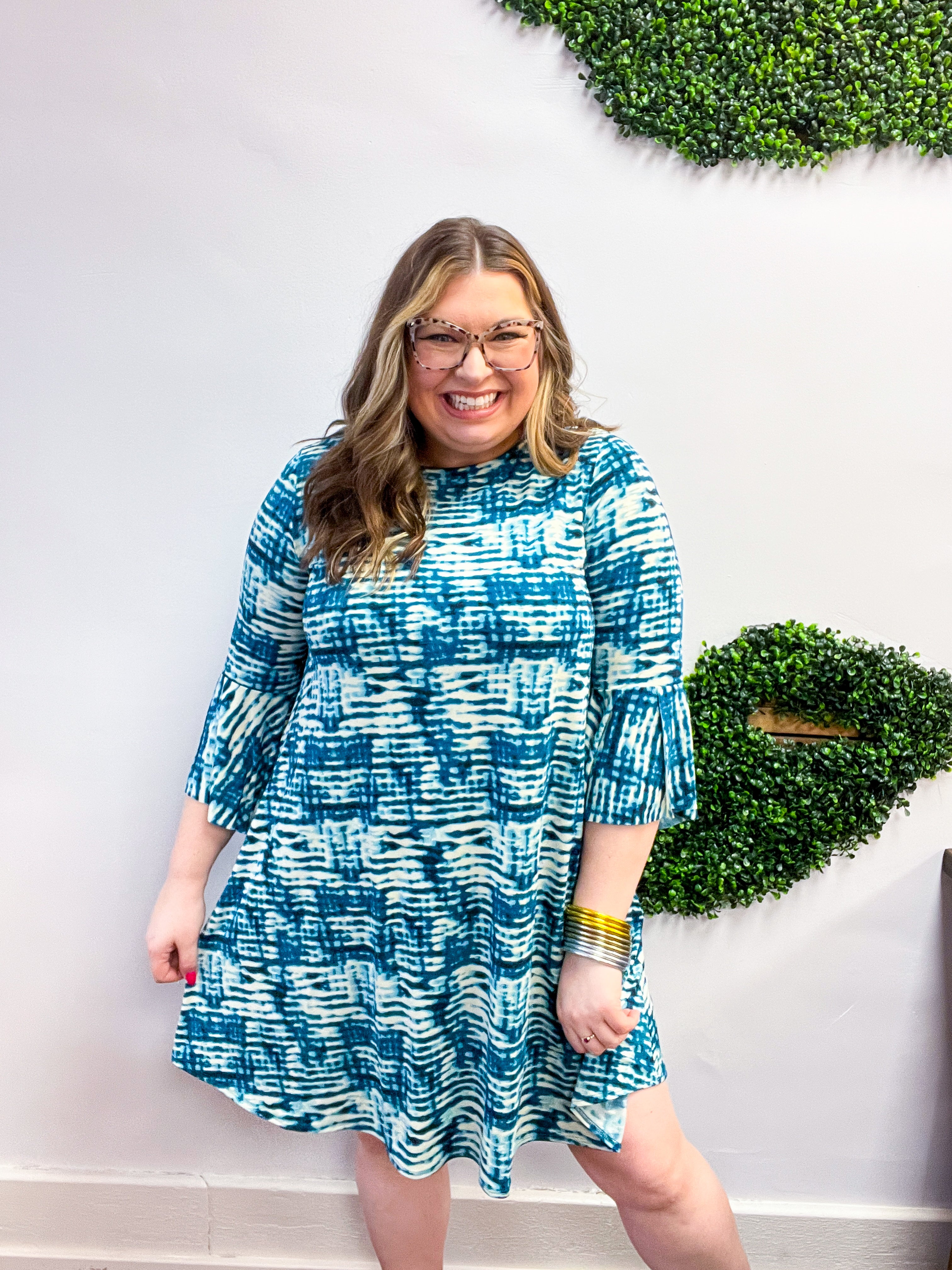 Blue Skies Ahead Bell Sleeve Swing Dress