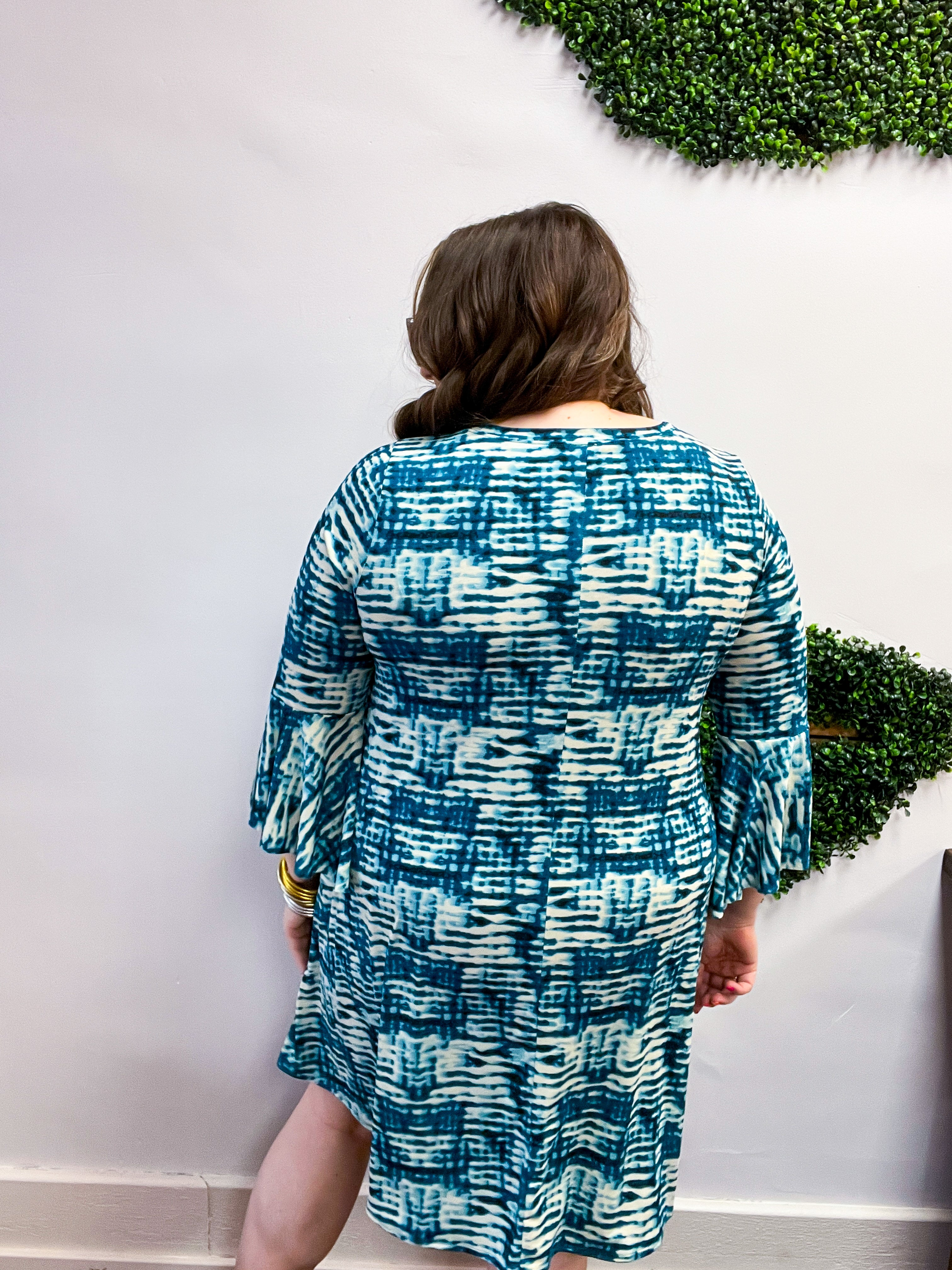Blue Skies Ahead Bell Sleeve Swing Dress