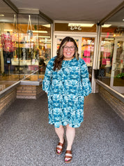 Blue Skies Ahead Bell Sleeve Swing Dress