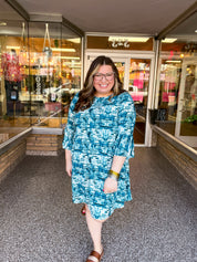 Blue Skies Ahead Bell Sleeve Swing Dress