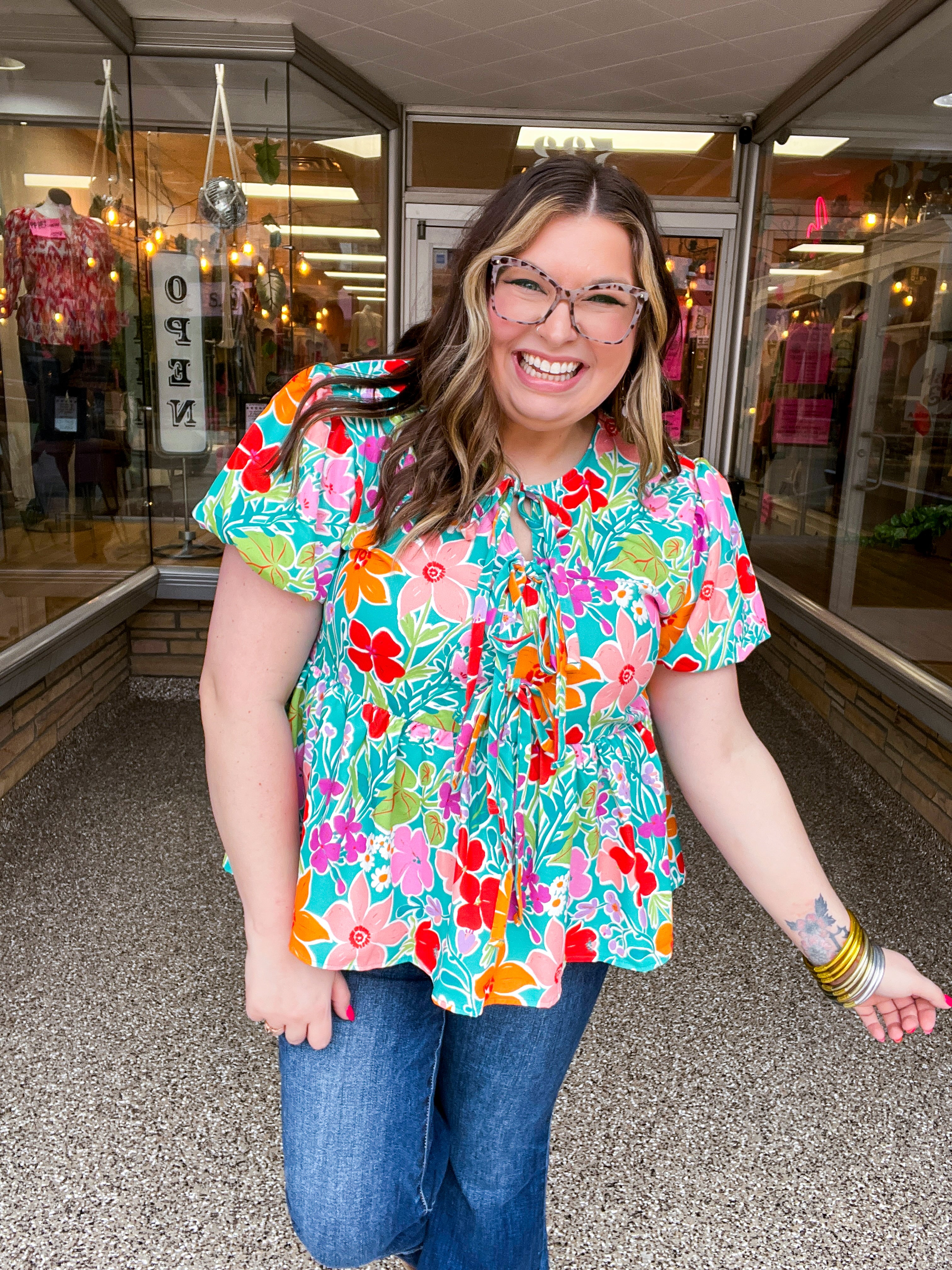 Vivid Petals Tie Top