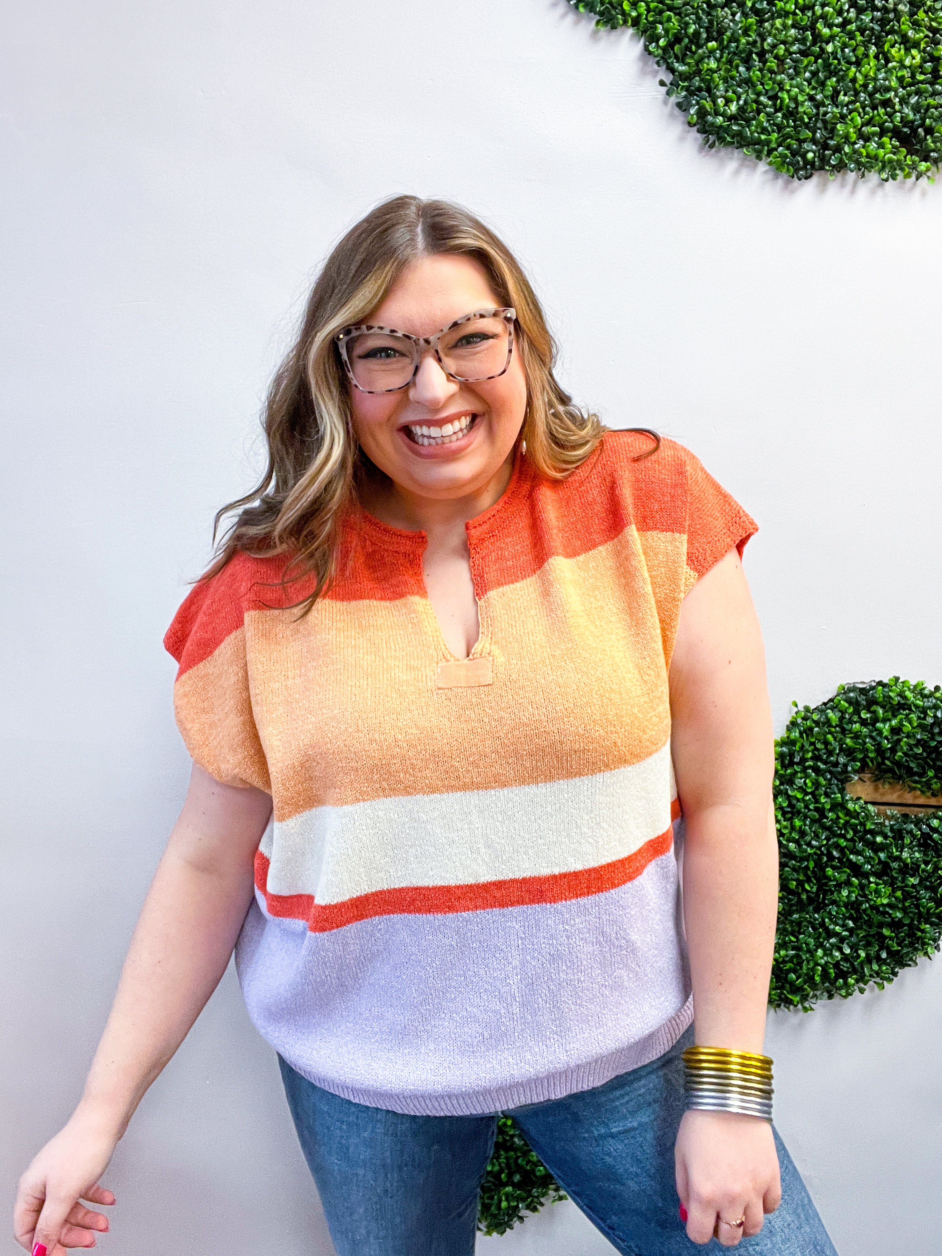 Sunset Stripes Knit Vest Top